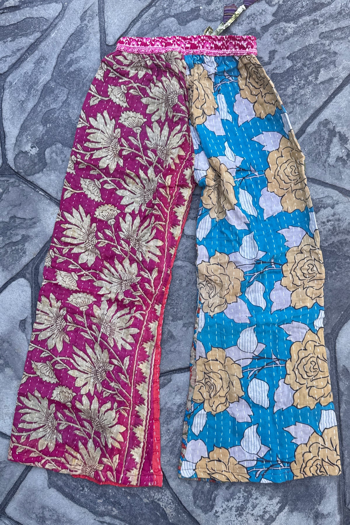 Quilted Kantha Wide Leg Pants
