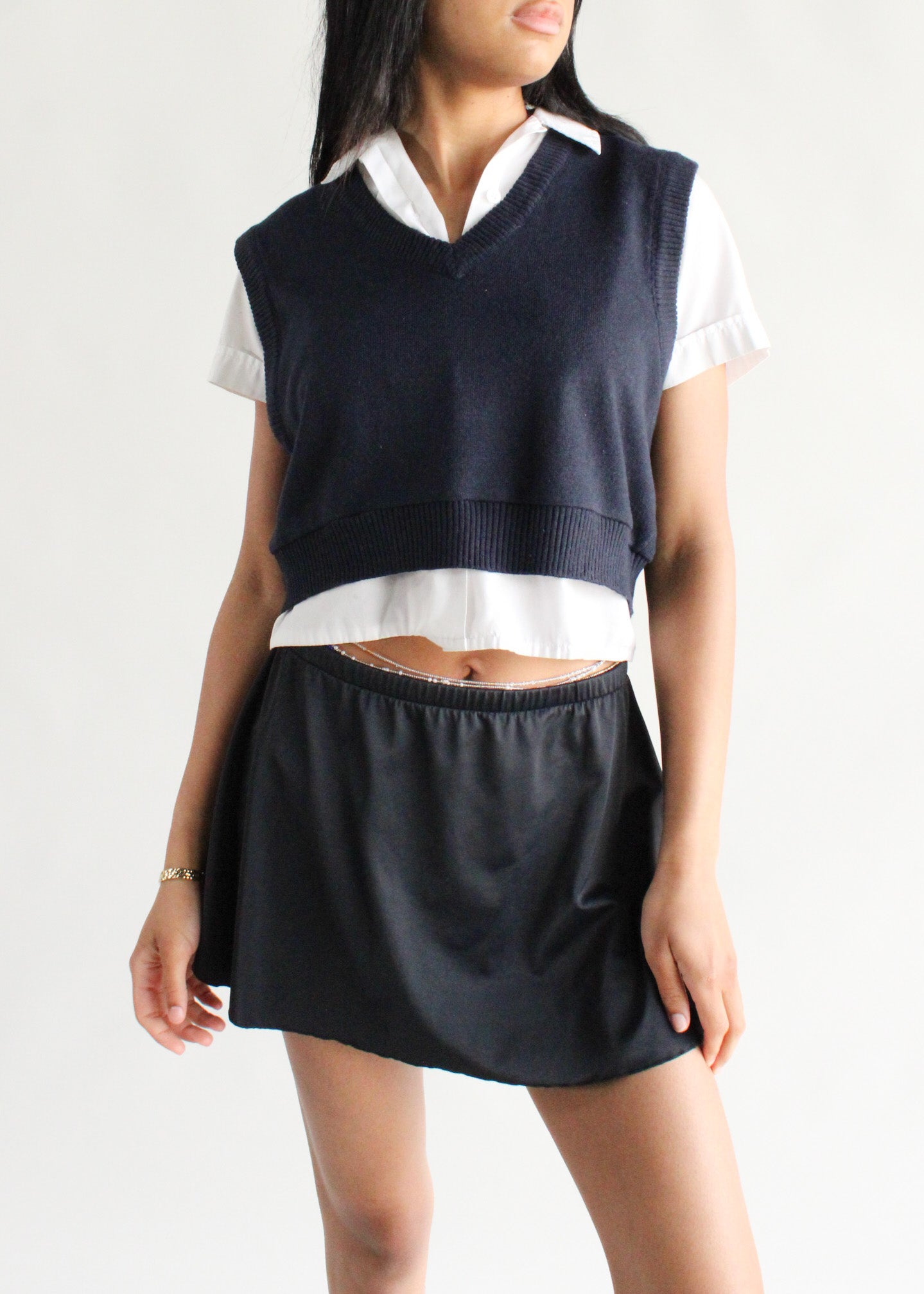 Recycled Cropped Sweater Vest