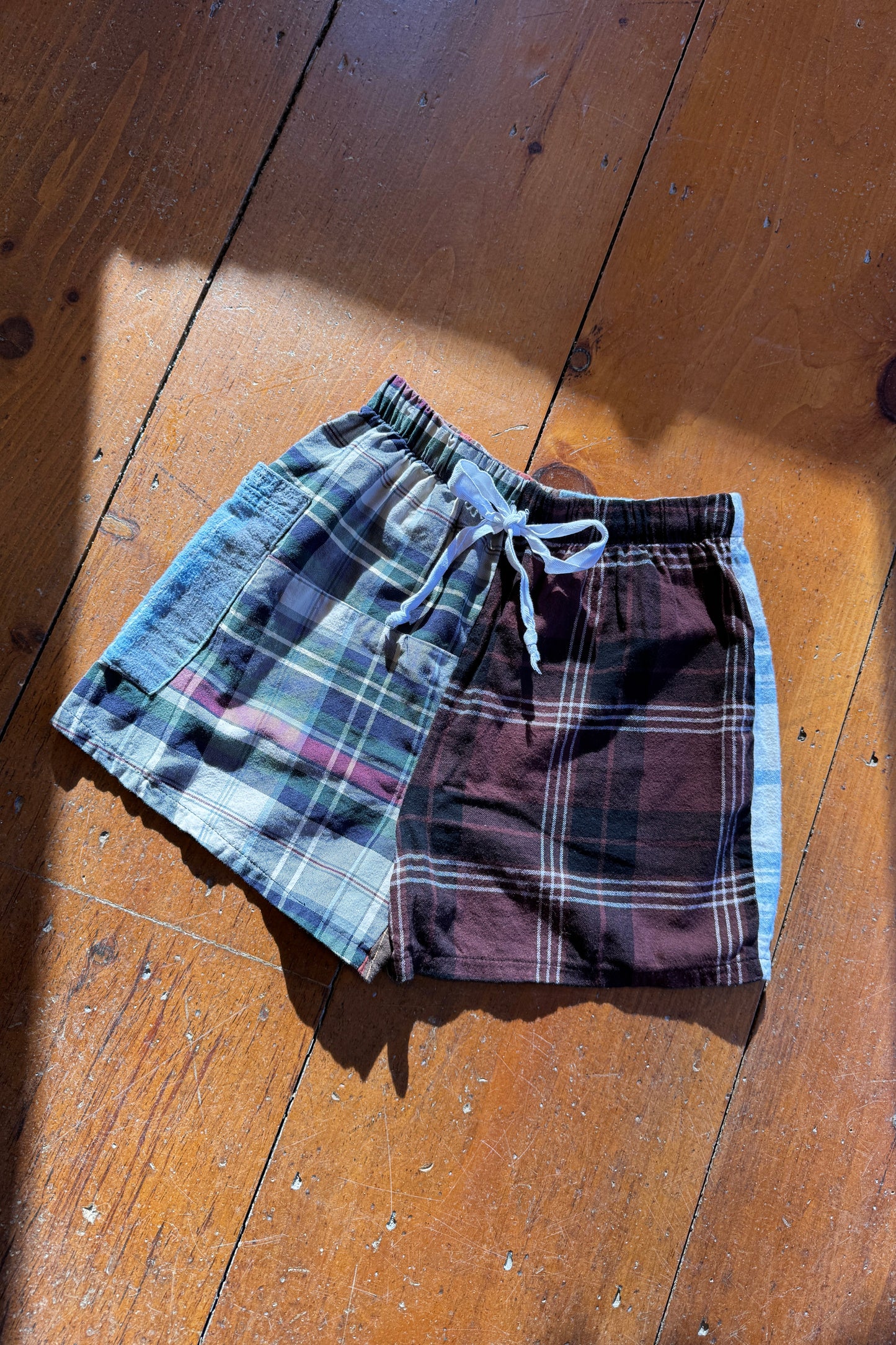Upcycle Flannel Drawstring Shorts