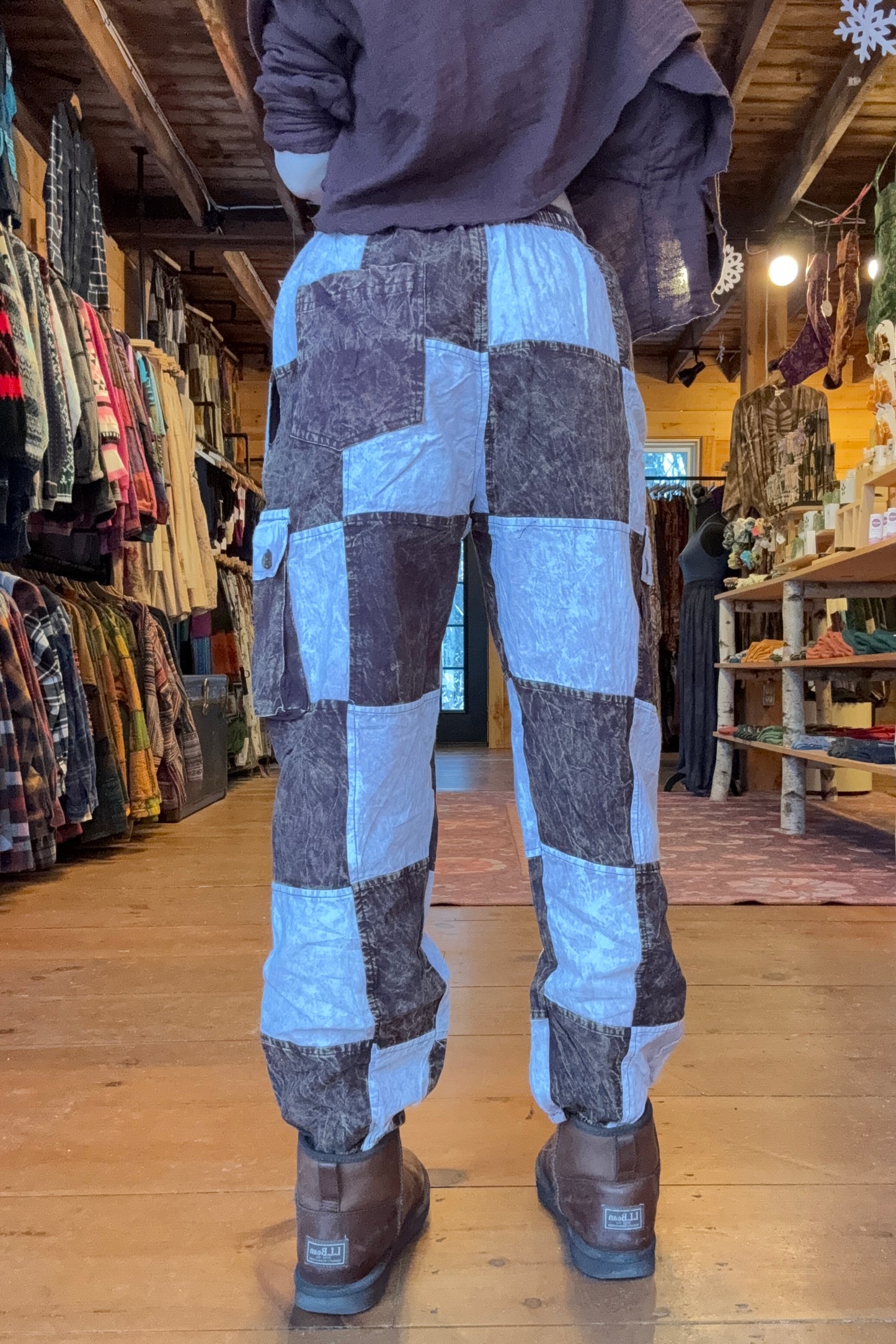 LAST CALL SIZE XL | Cotton Patchwork Brown Mountain Cargo Joggers