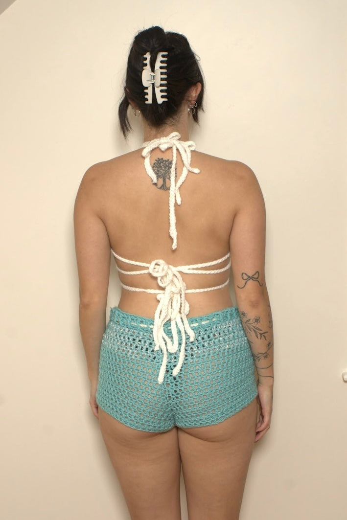 Crochet Star Tie-Top and Shorts Set