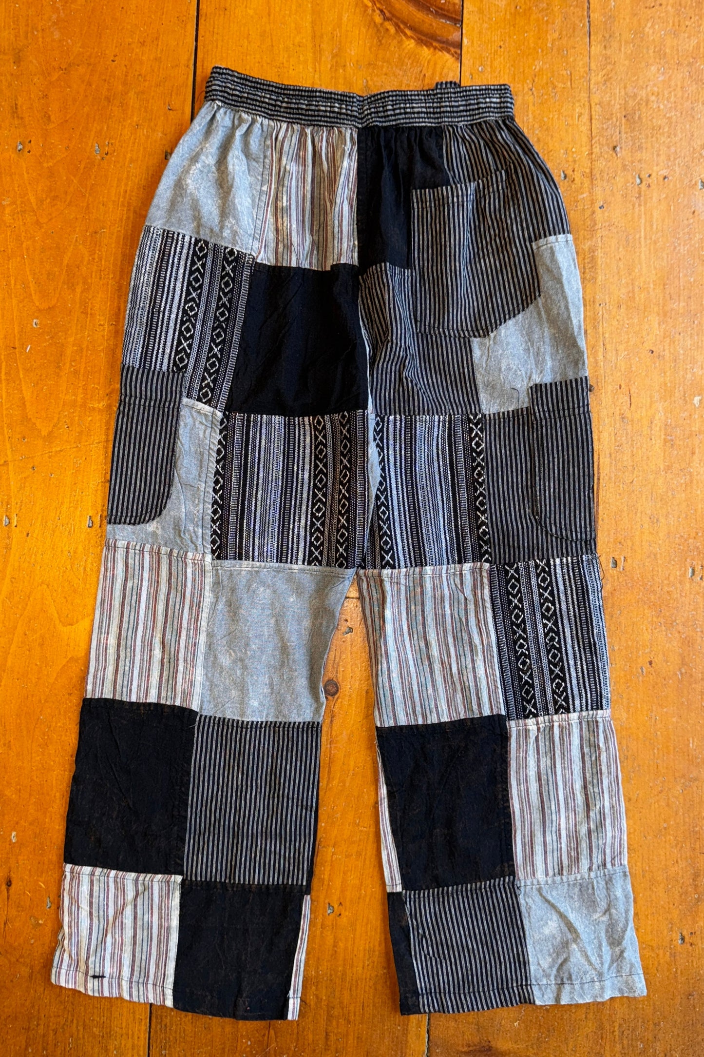 B+W Cargo Trousers with Geometric Pattern Patches