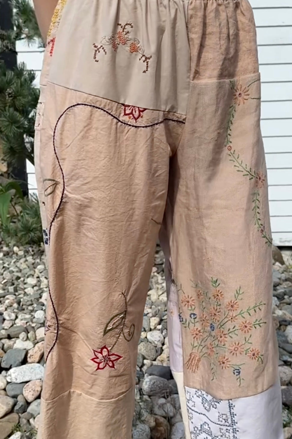 Upcycled Embroidered Pieced Pant