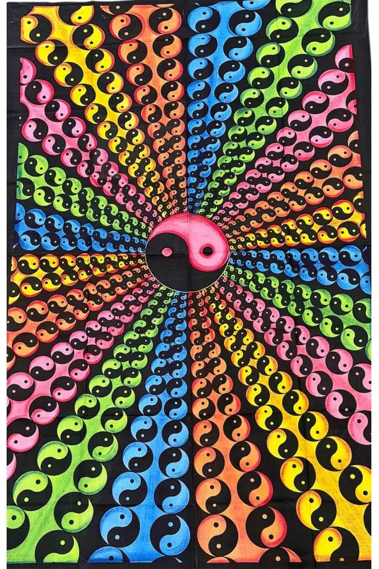 Yin and Yang Rainbow Swirl Tapestry