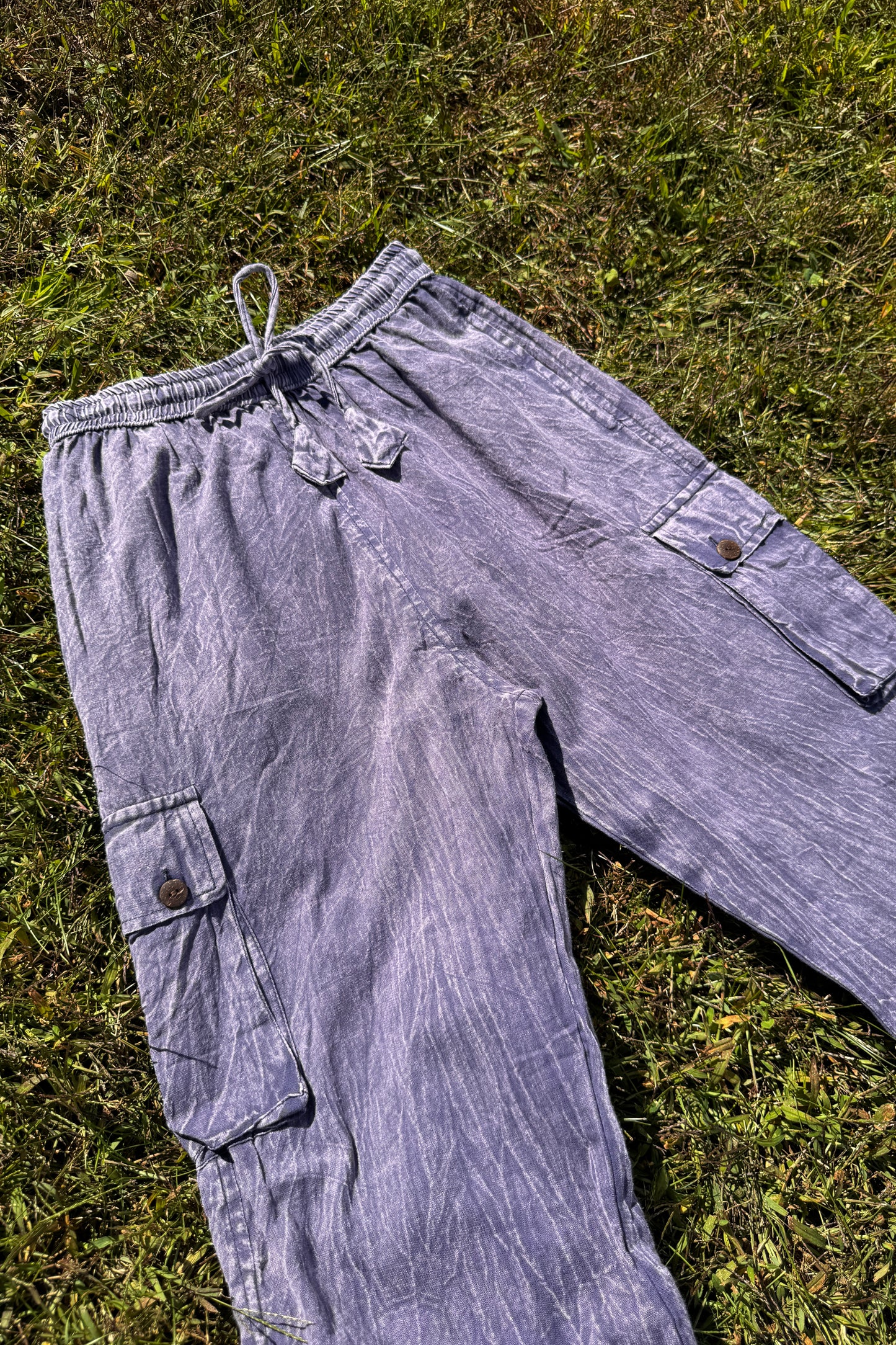 Vintage Wash Cargo Style Pants in Lavender