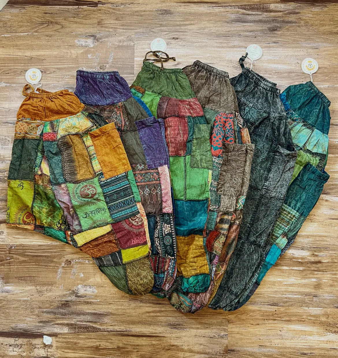 Recycled Patchwork Elastic Waist Joggers