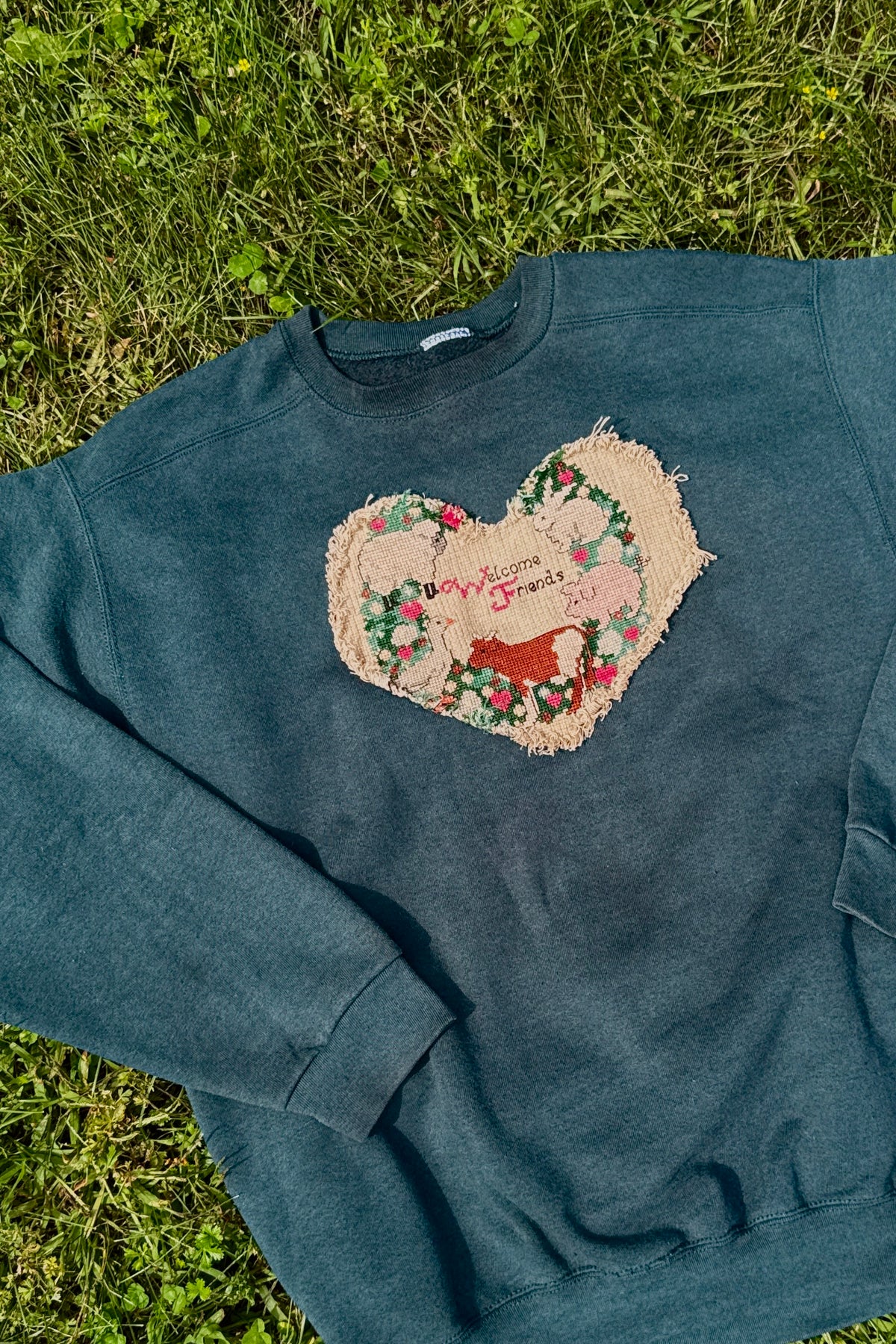 Upcycled Big Heart Crewneck