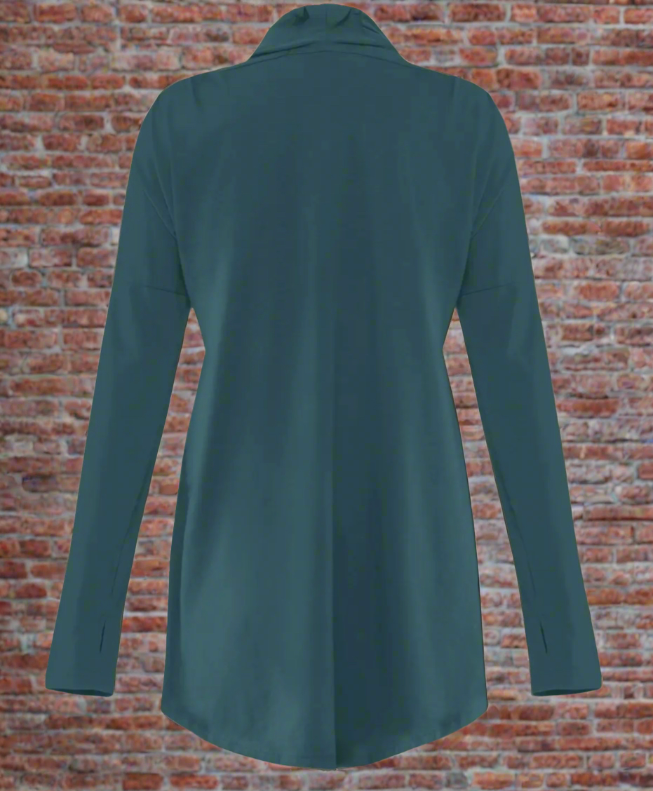 Organic Cotton Draped Cardigan in Teal