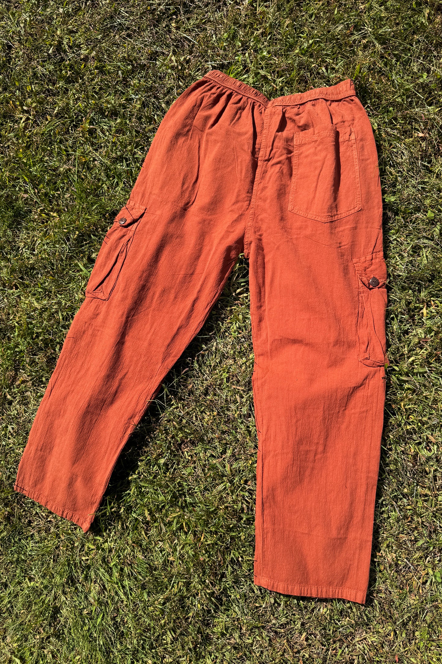 Cotton Wash Cargo Pant in Orange