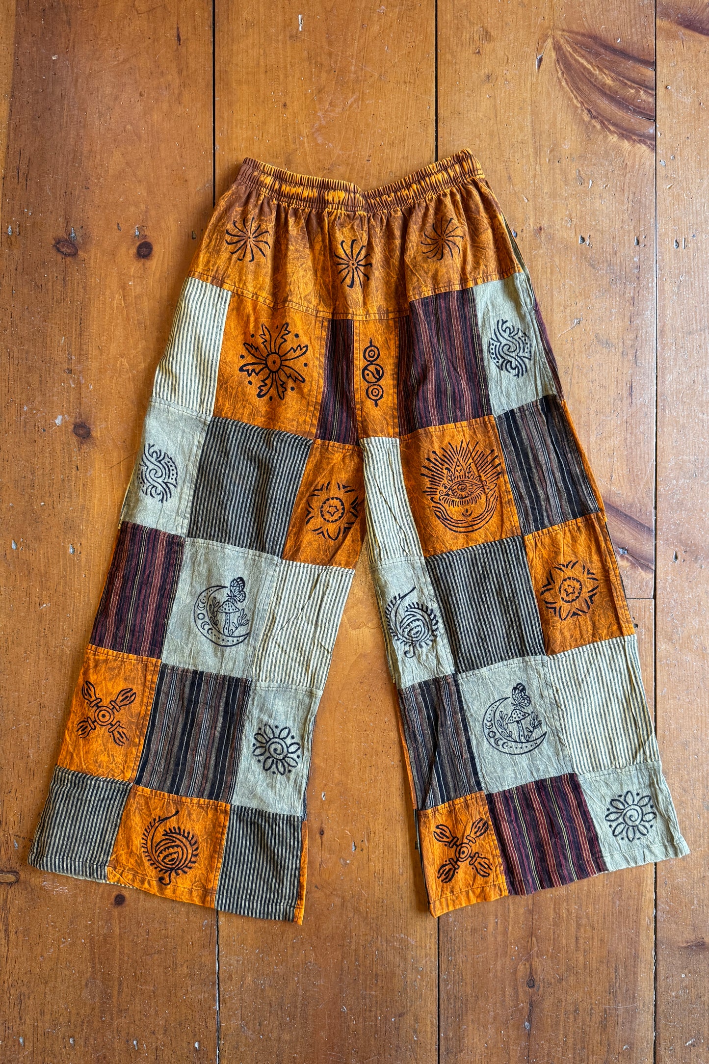 Multi Block Print Patchwork Mountain Palazzo Pants