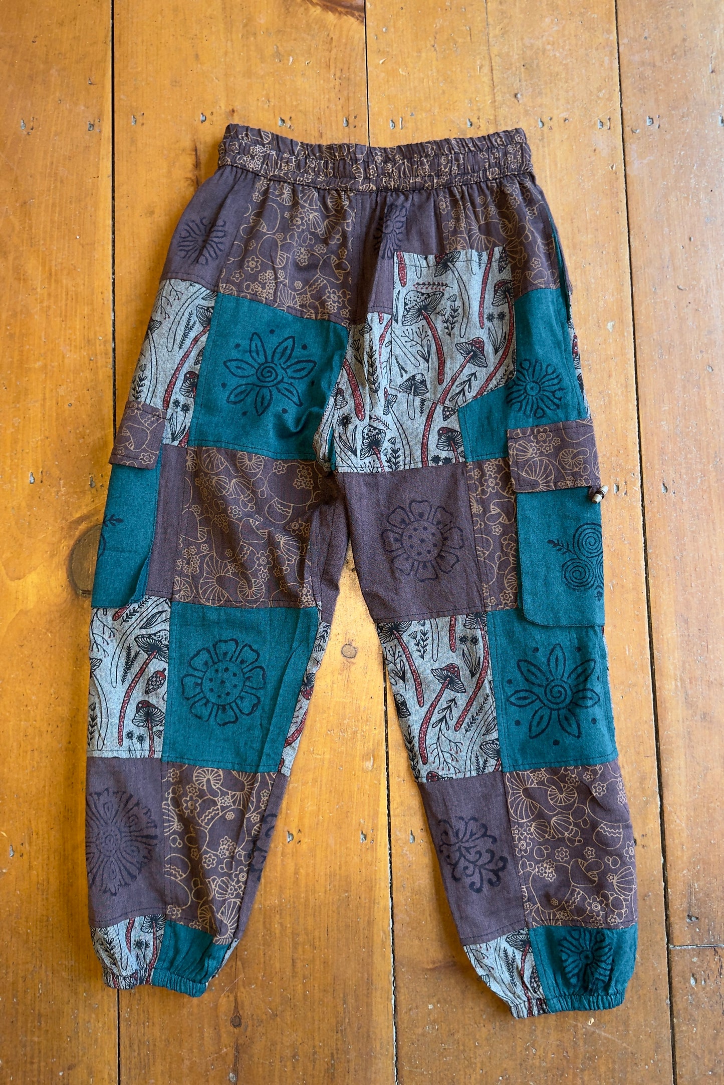 Brown and Teal Mushroom Joggers