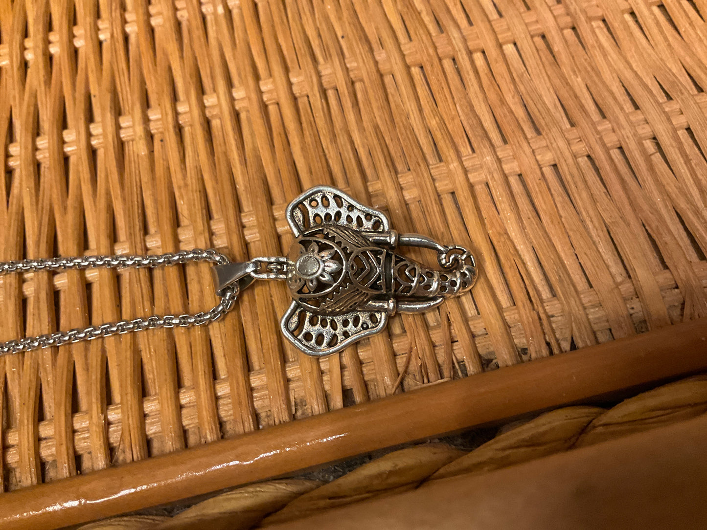 Elephant Long Silver Necklace