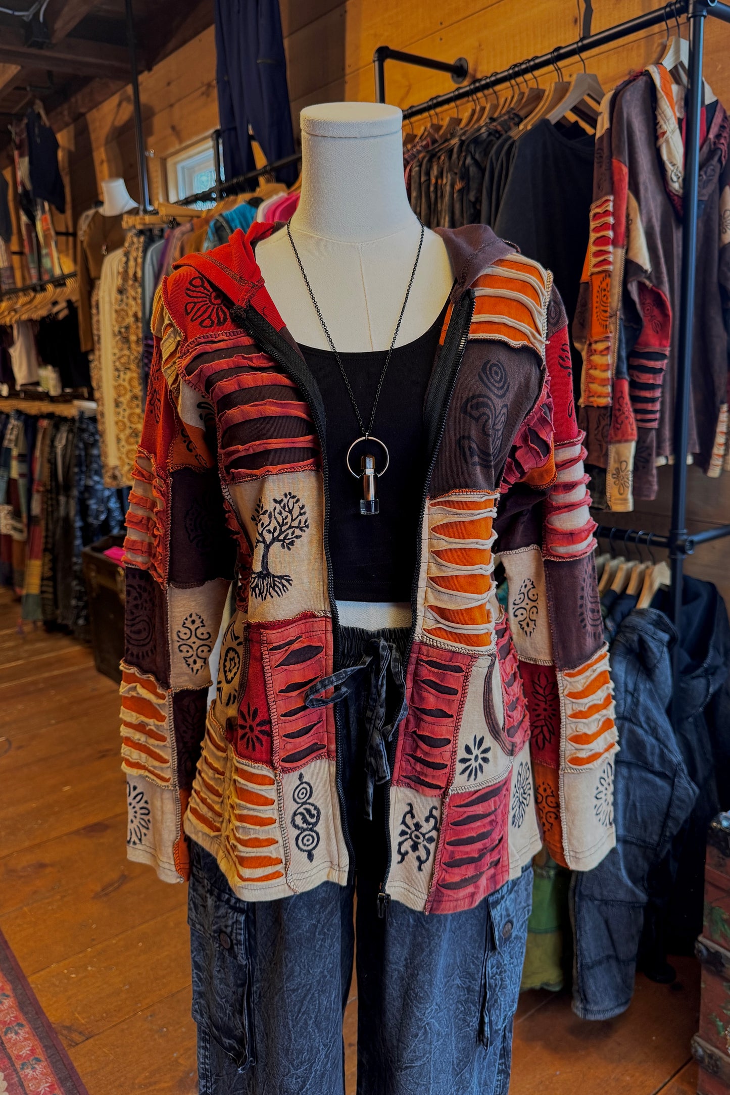 LAST CALL SIZE S | Cotton Razor Cut Zip-Up Jacket in Rust