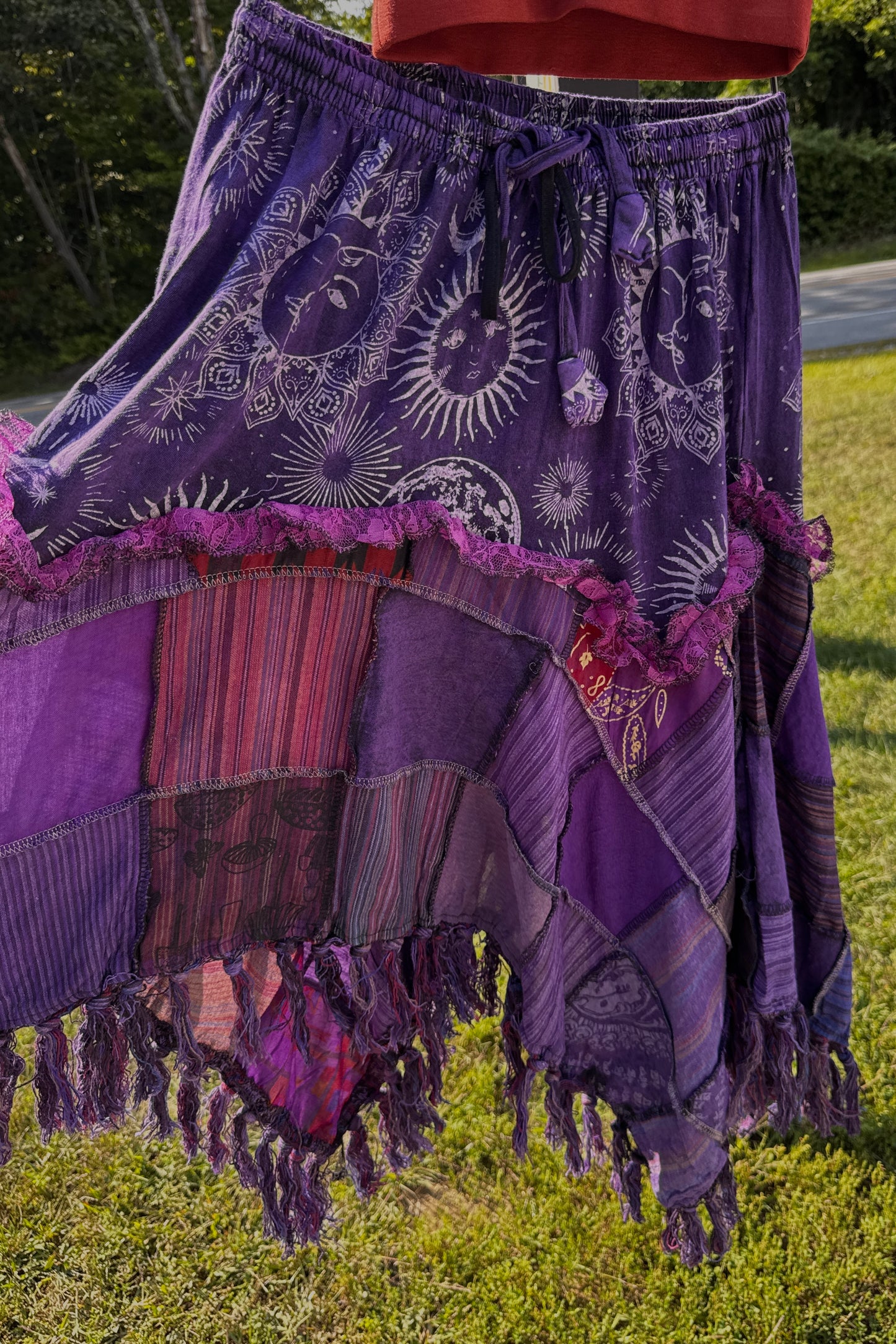 Jagged Edge Patchwork Skirt in Purple