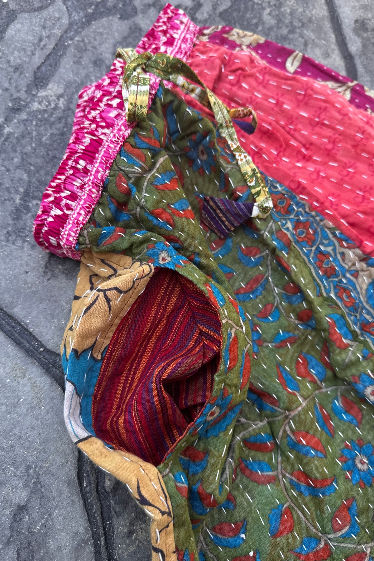 Quilted Kantha Wide Leg Pants