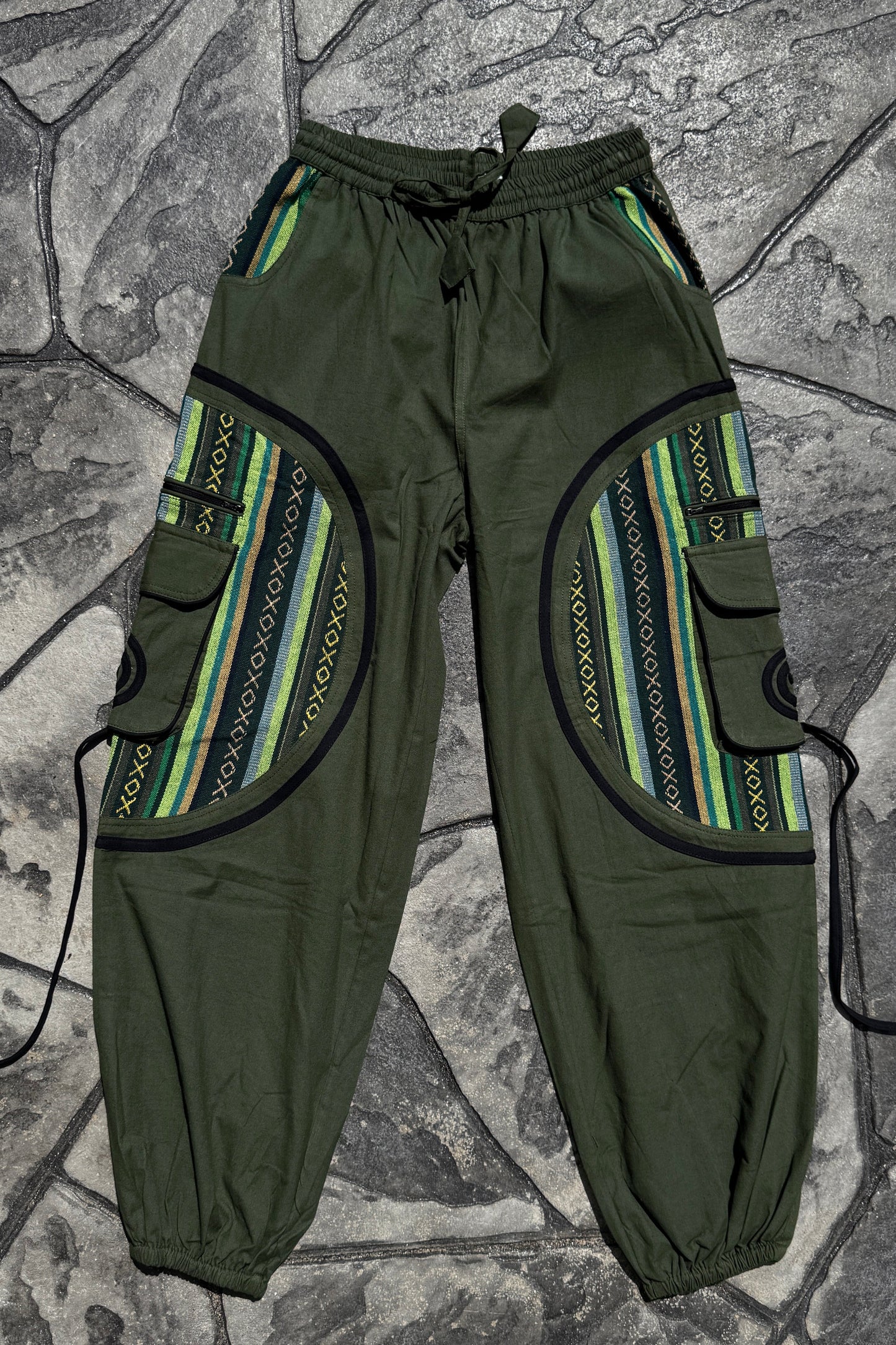 Unisex Swirl Detail Cargo Pocket Baggy Joggers