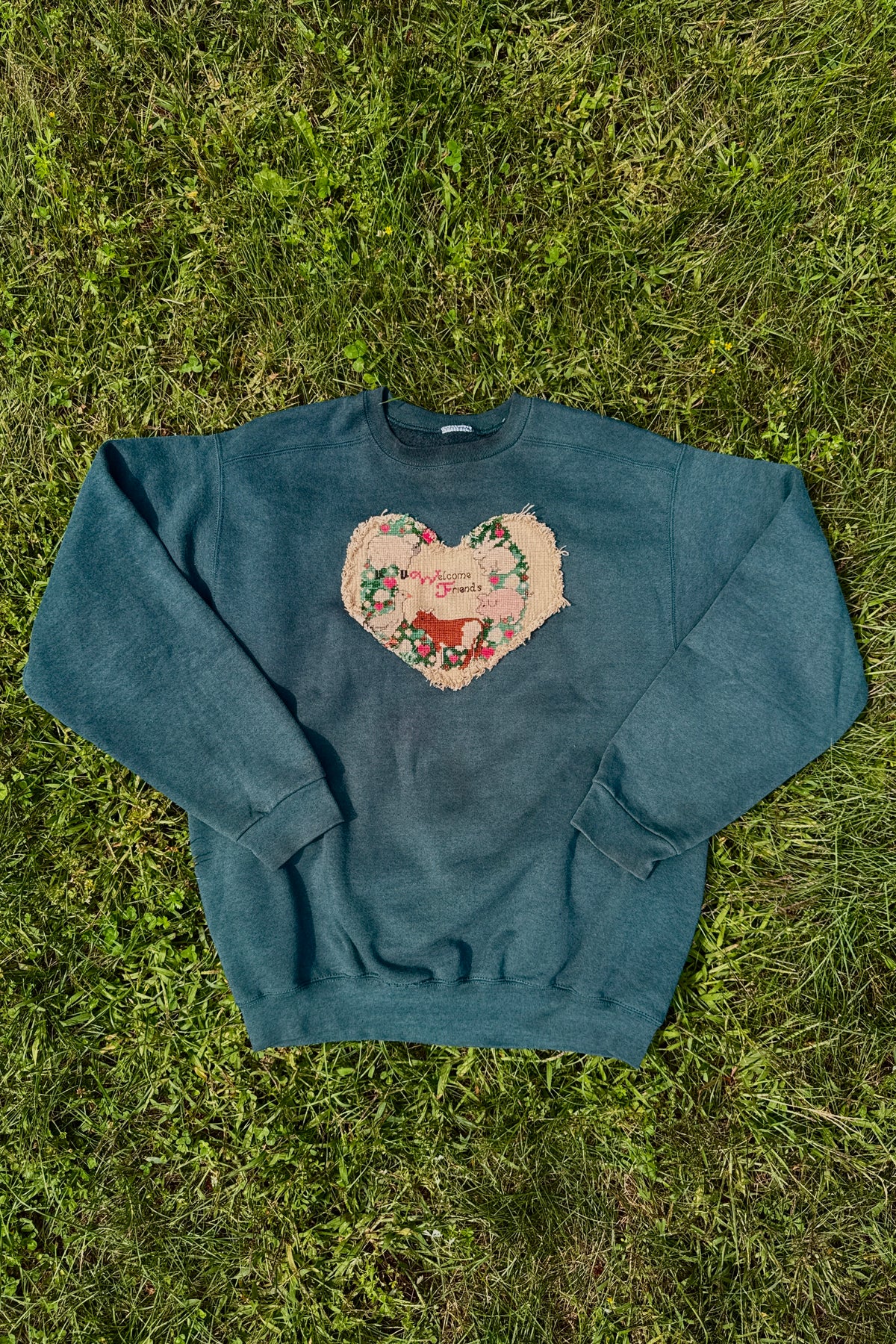 Upcycled Big Heart Crewneck
