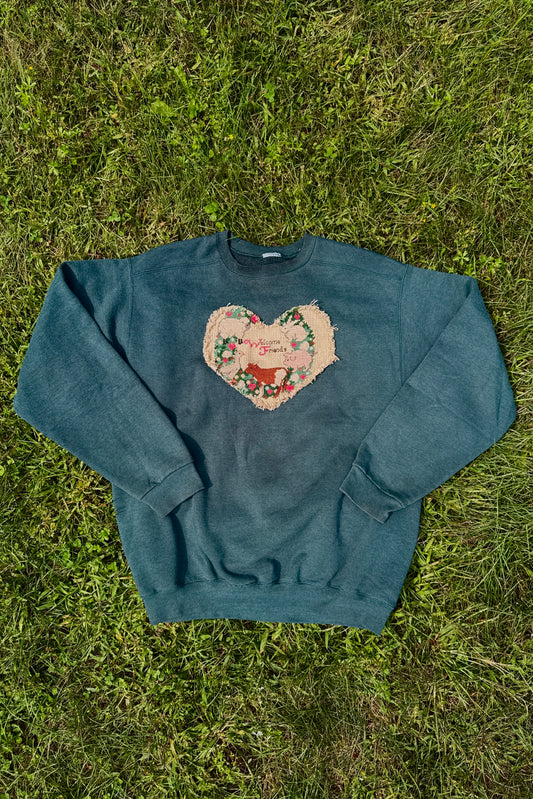 Upcycled Big Heart Crewneck