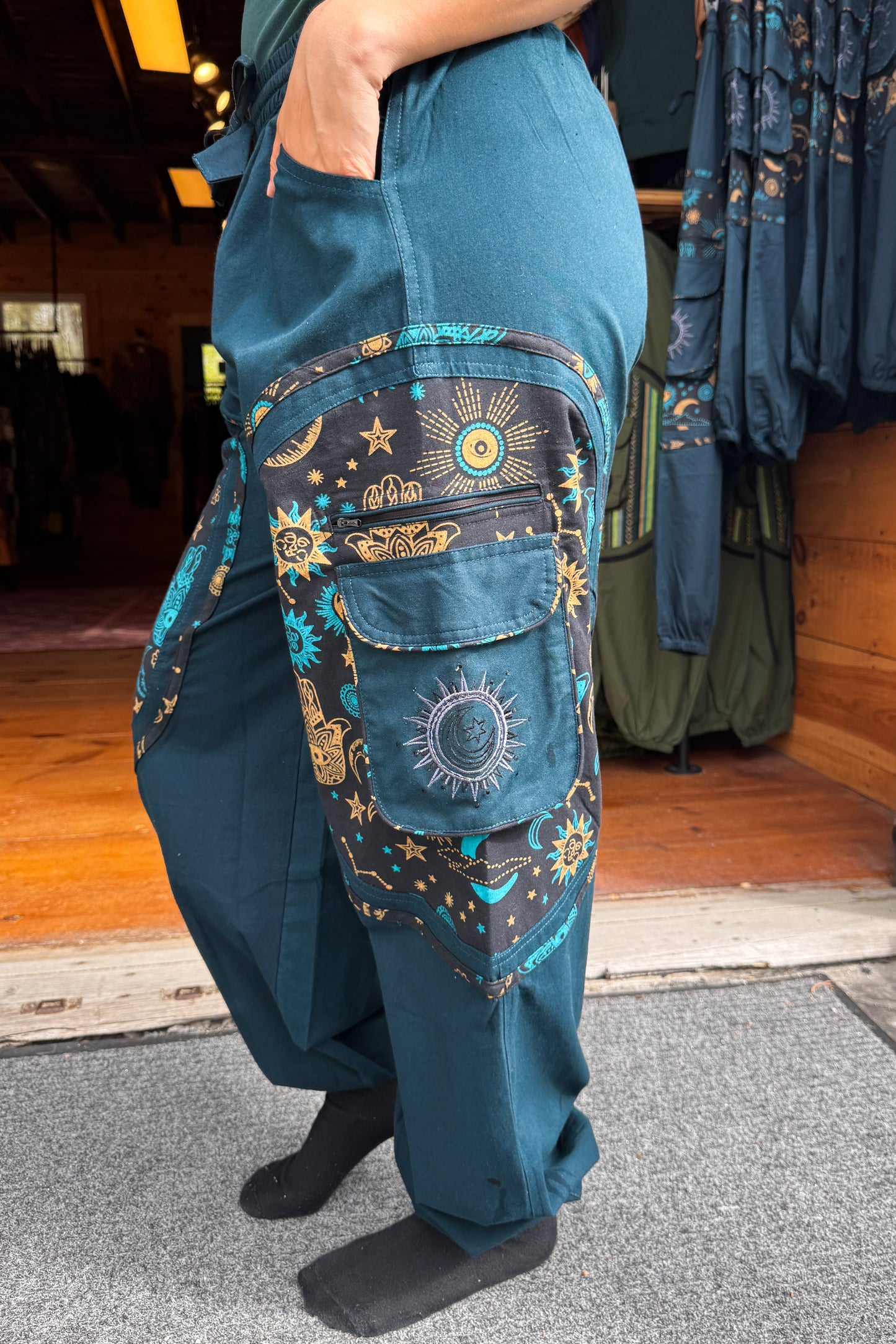 Unisex Baggy Jogger Cargos w/ Sun and Moon Print