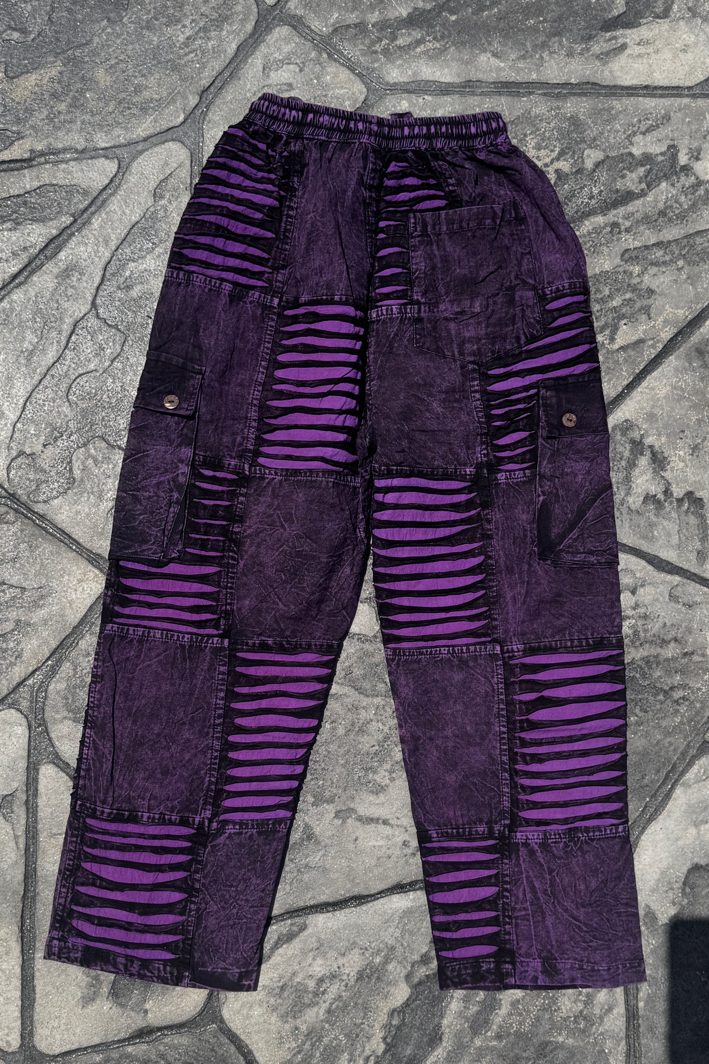 Purple Razor Cut Patchwork Pant