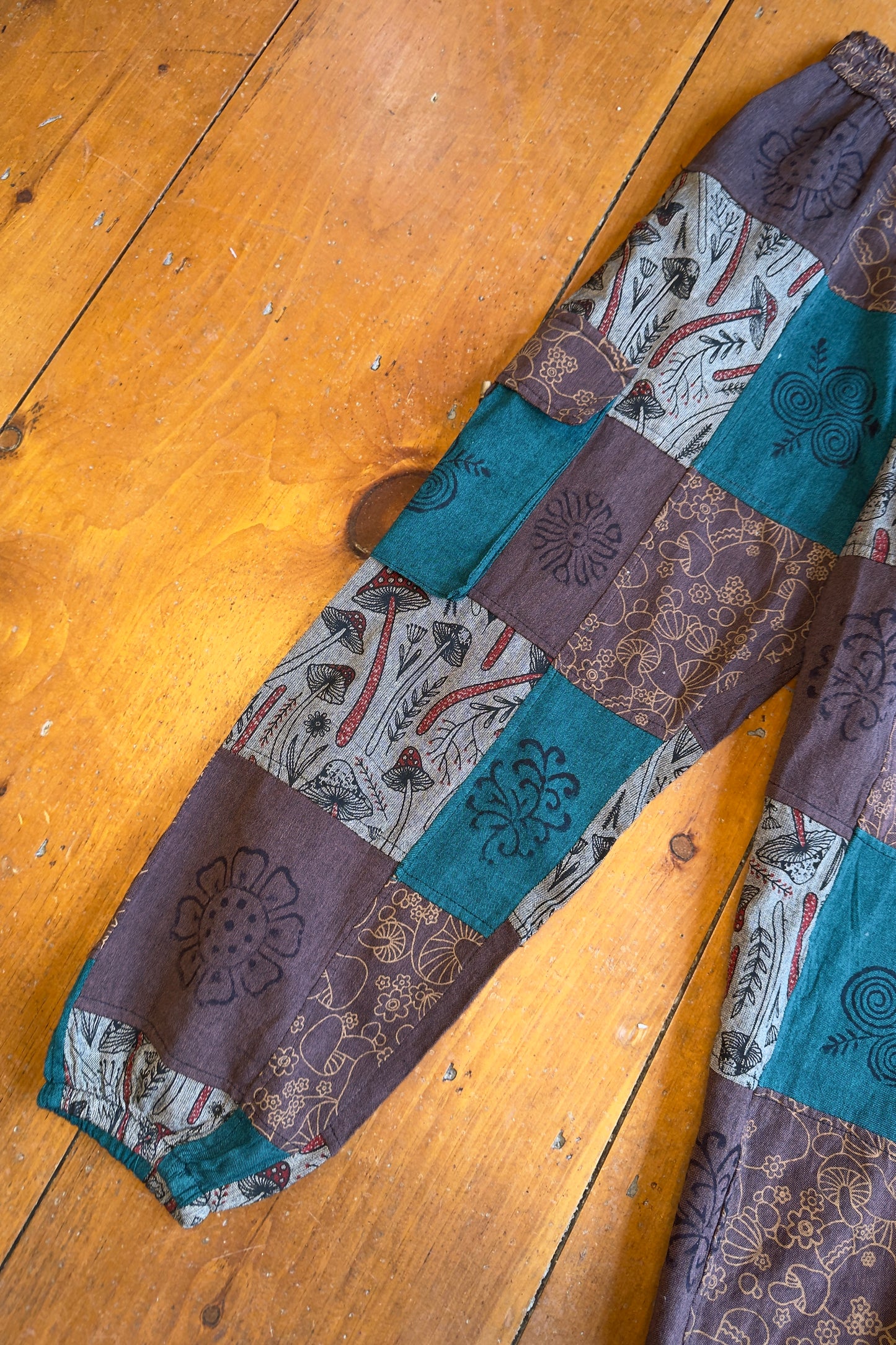 Brown and Teal Mushroom Joggers