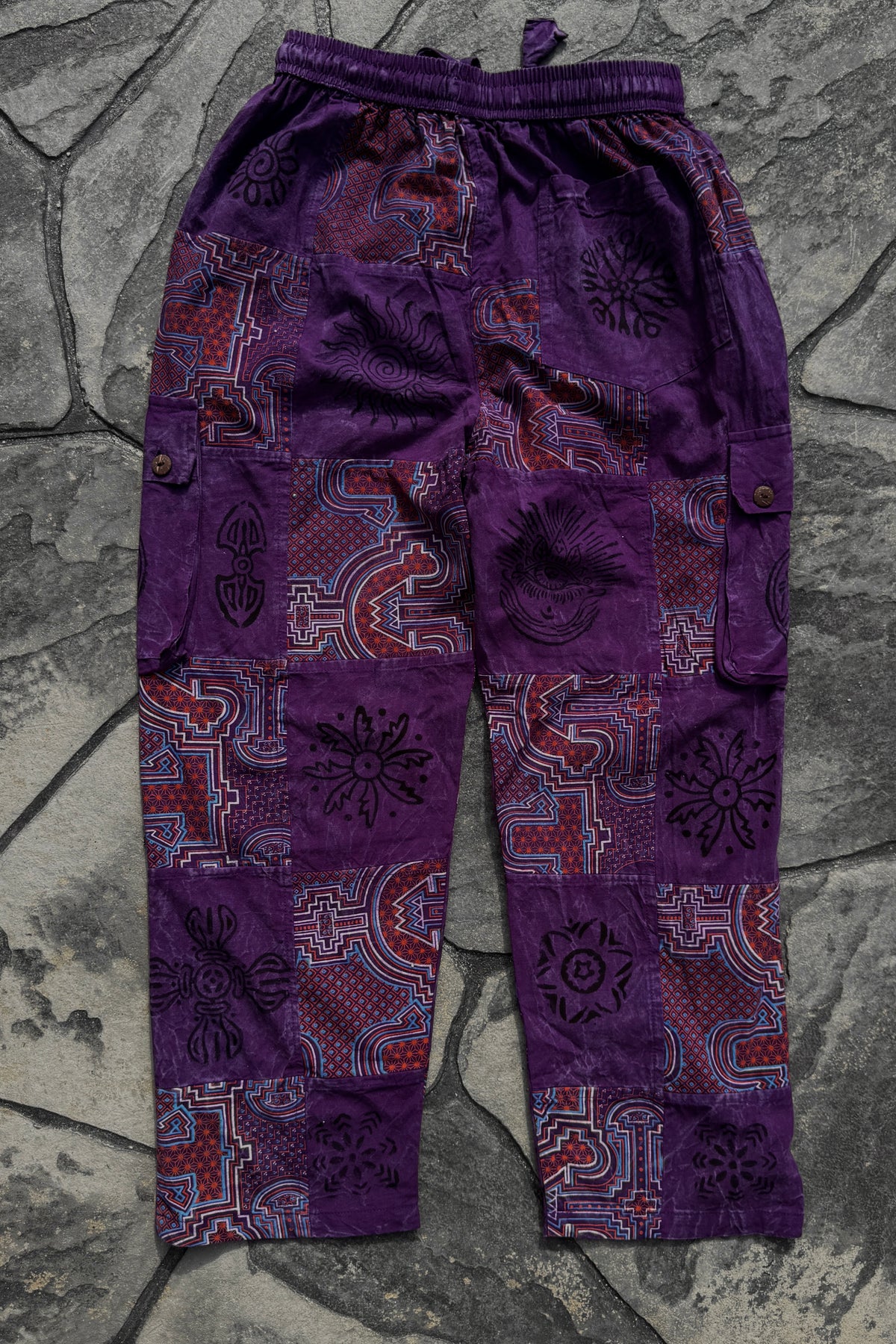 Geometric Print Straight Leg Cut Pants in Purple