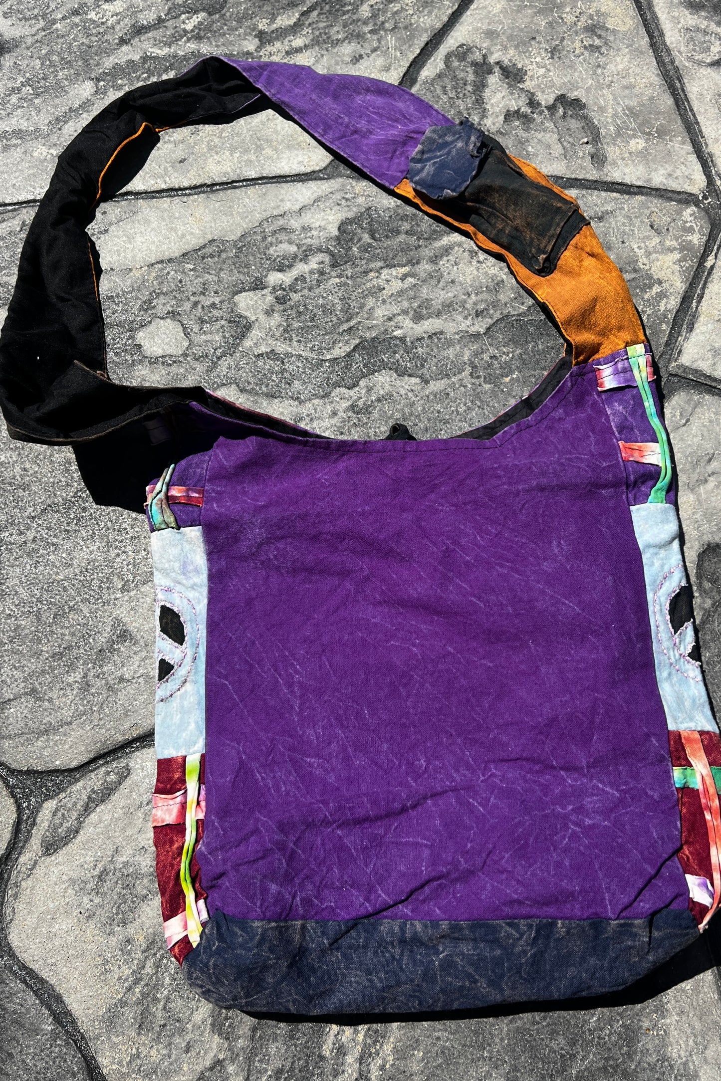 Crossbody Multi-Color Stitched Design Bag w/ Cell Pockets