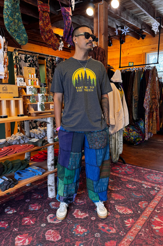 Recycled Patchwork Elastic Waist Joggers