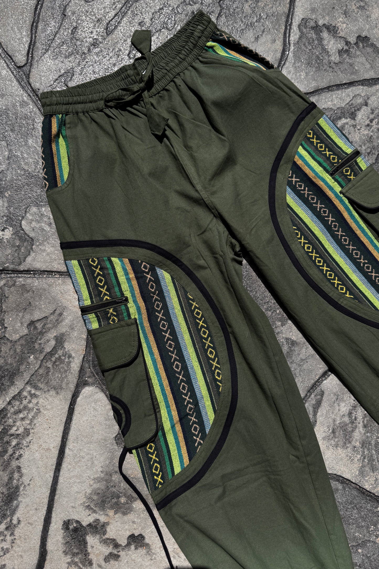 Unisex Swirl Detail Cargo Pocket Baggy Joggers