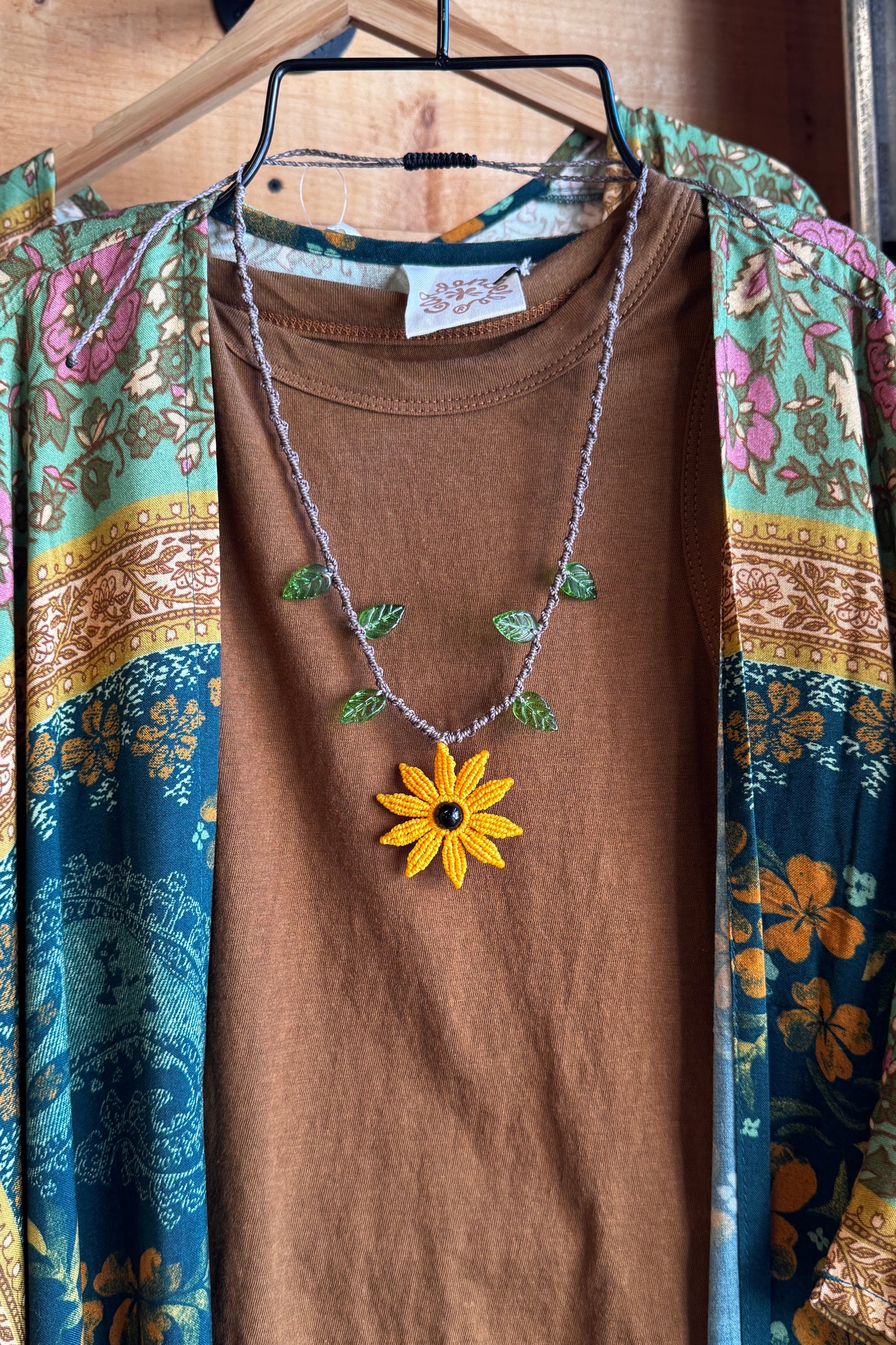 Sunflower / Daisy Macramé Adjustable Necklace