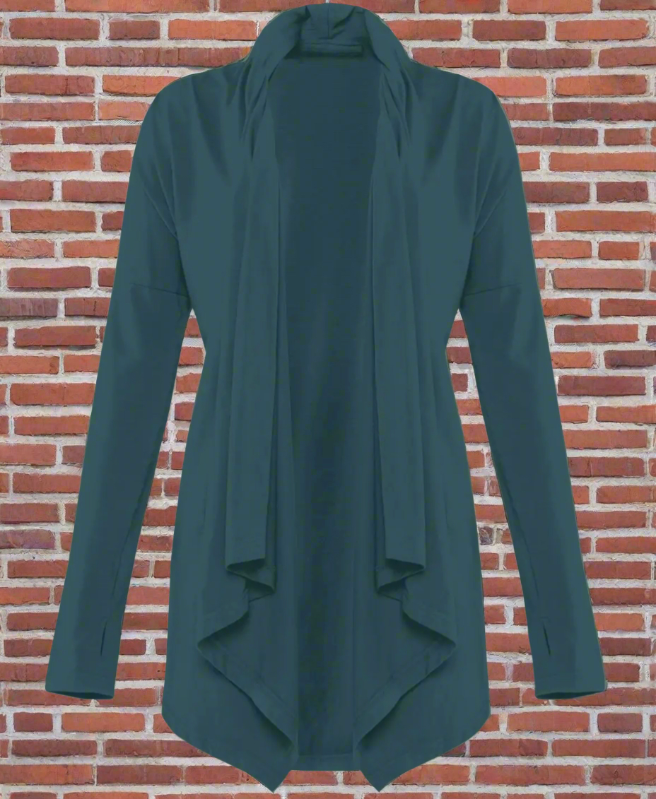 Organic Cotton Draped Cardigan in Teal