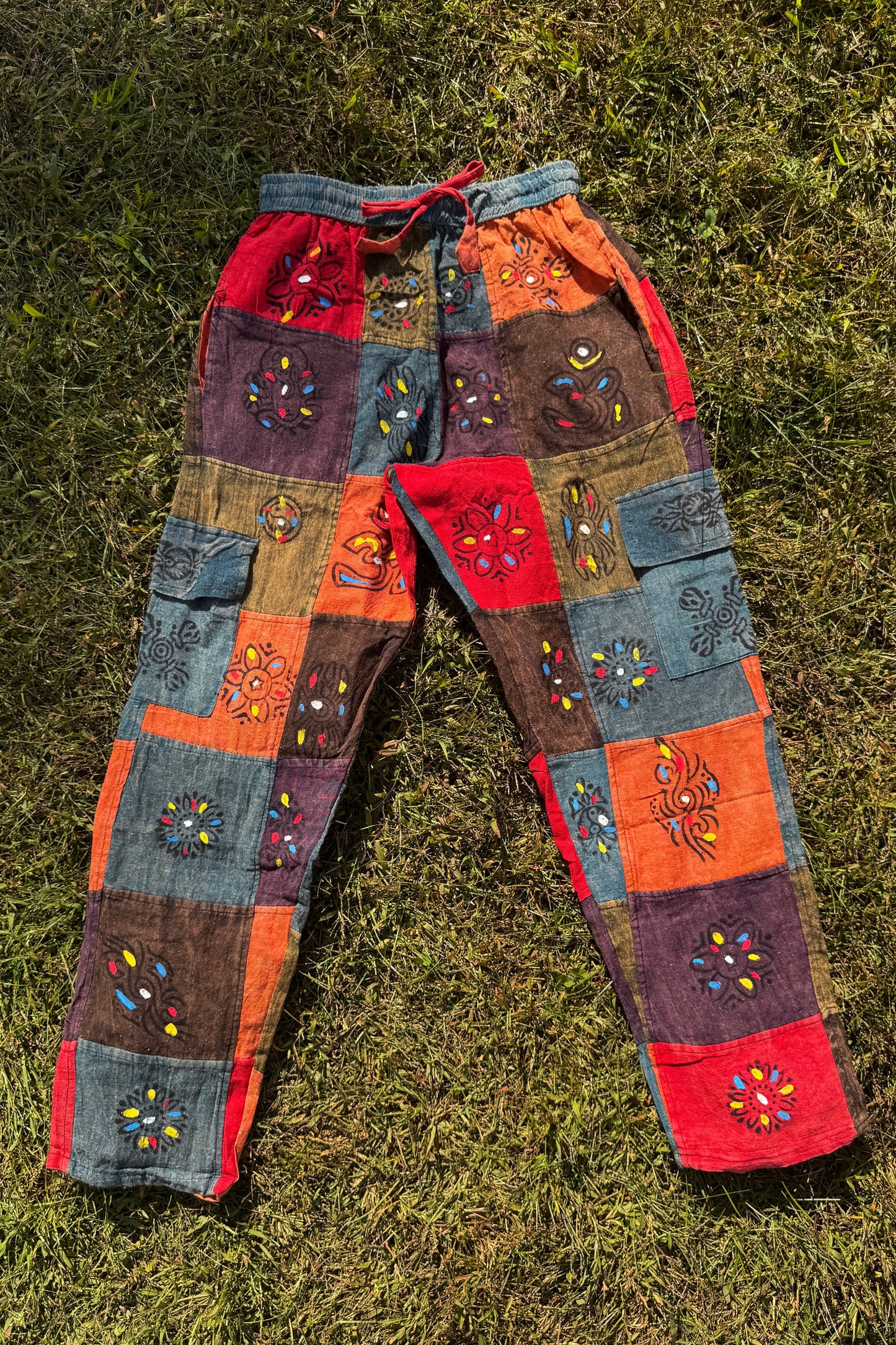 Orange Patchwork Cargo Pants