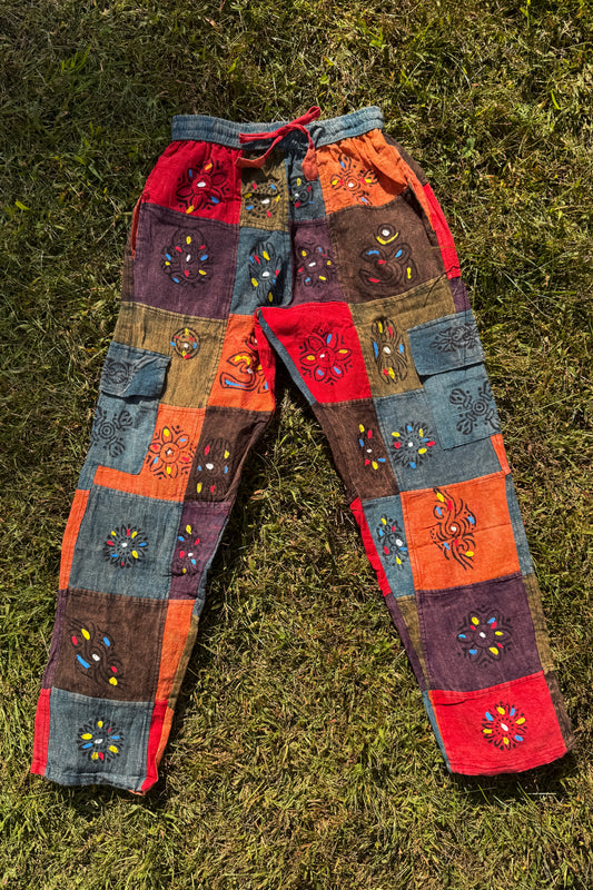 Orange Patchwork Cargo Pants