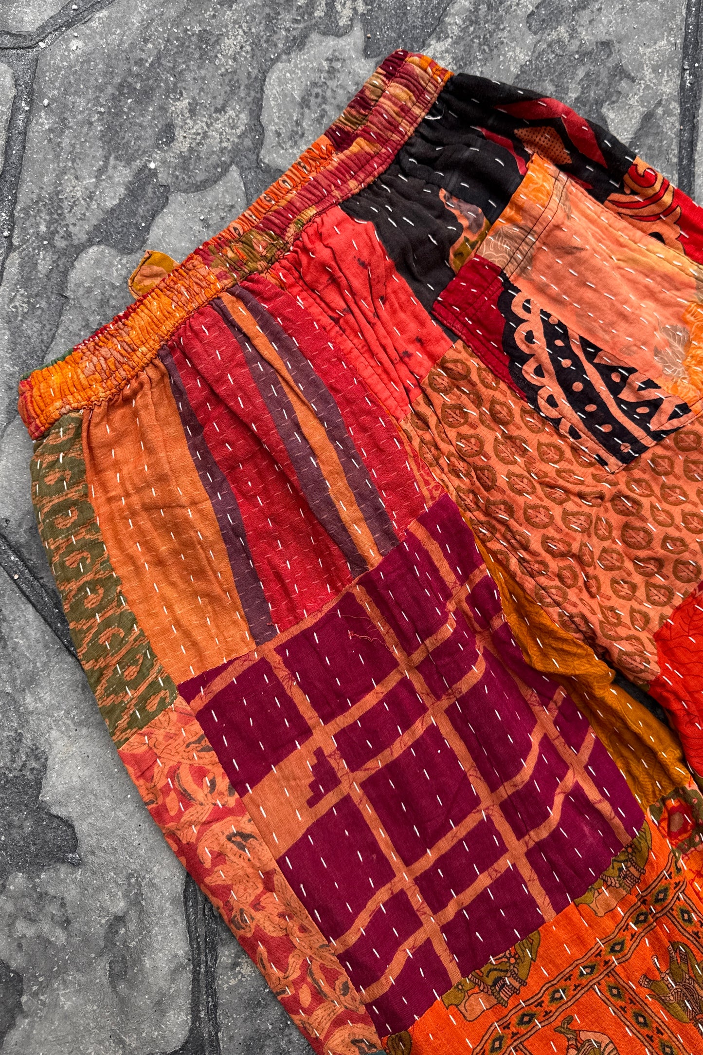 Kantha Trousers w/ Elastic Waist