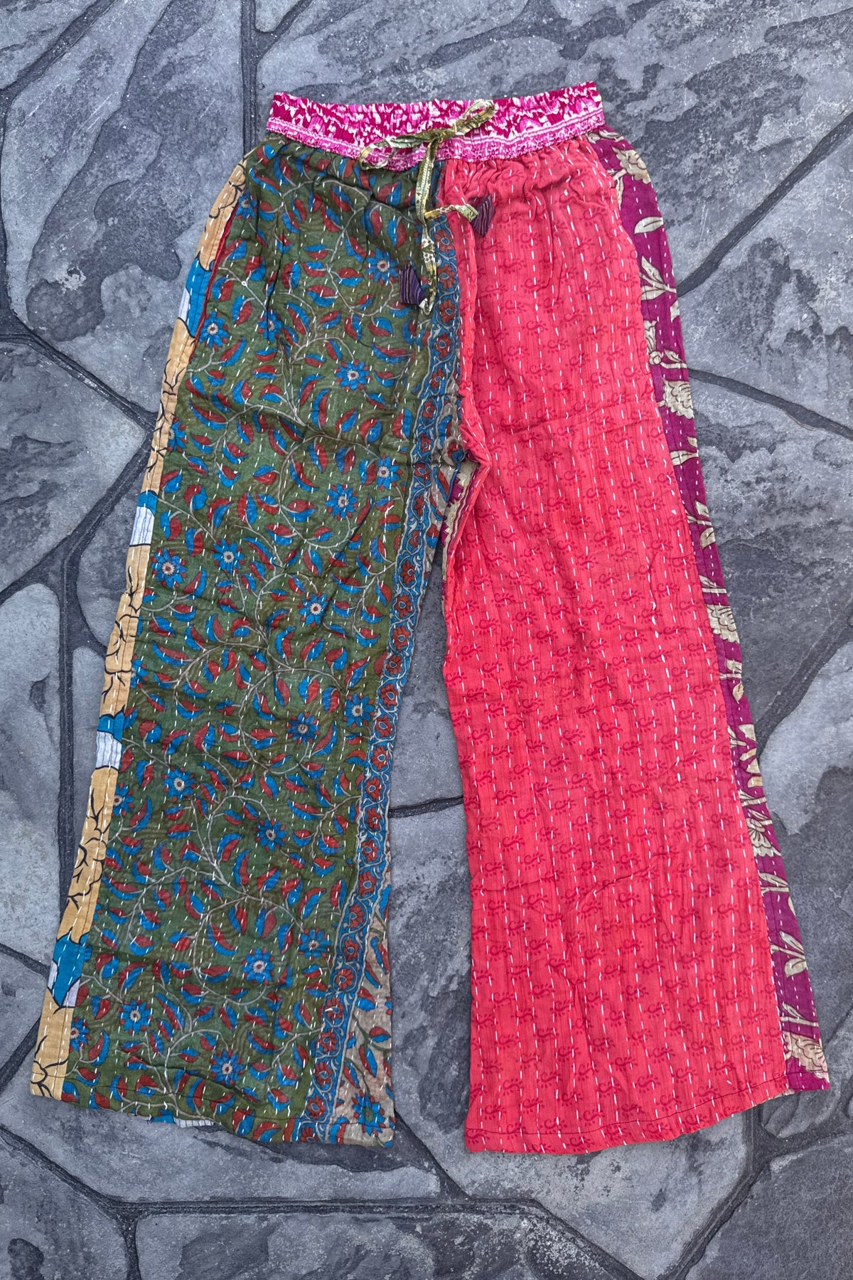 Quilted Kantha Wide Leg Pants