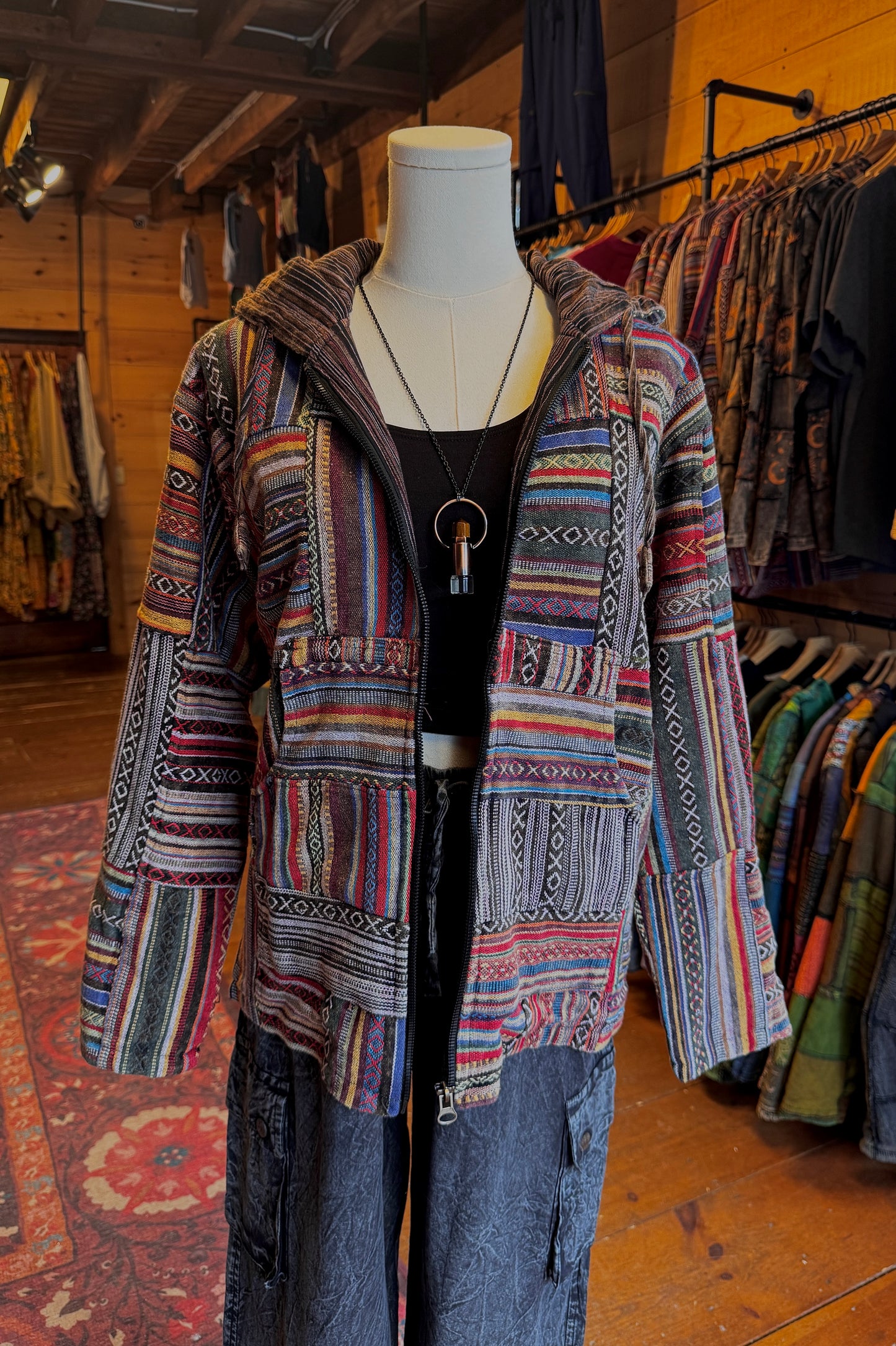 Aztec Cotton Zip-Up Hooded Jacket