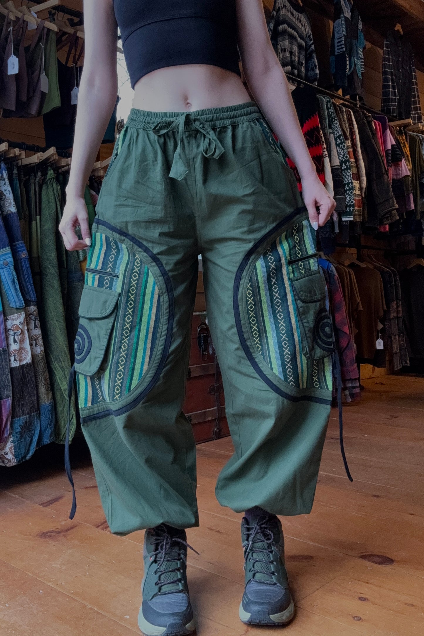 Swirl Detail Cargo Pocket Baggy Joggers