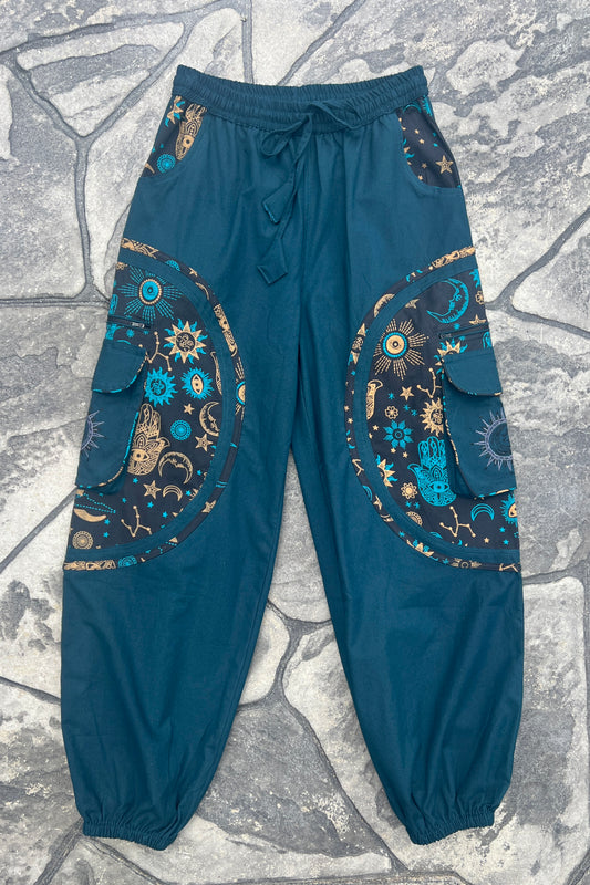 Unisex Baggy Jogger Cargos w/ Sun and Moon Print