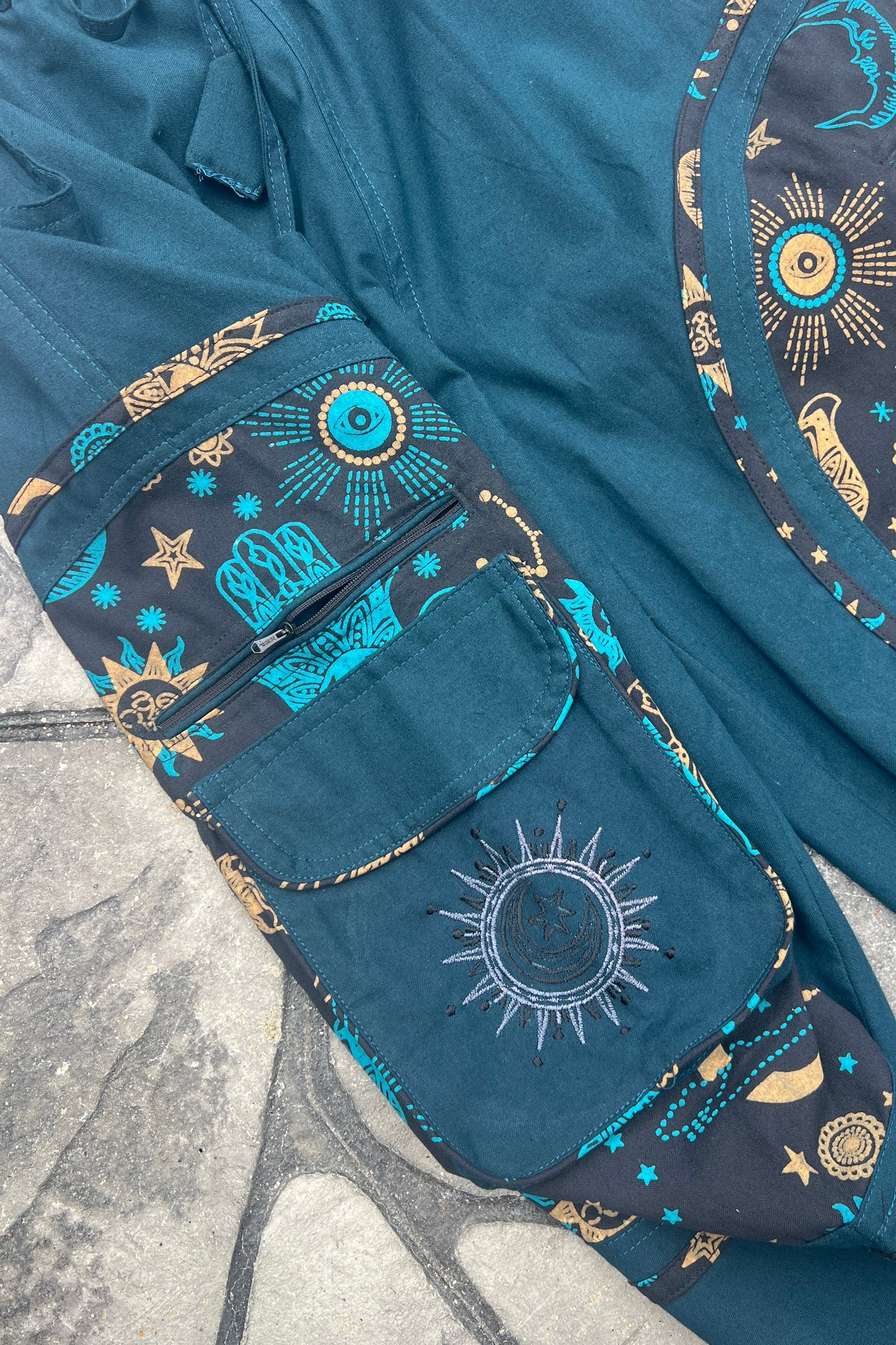 Unisex Baggy Jogger Cargos w/ Sun and Moon Print