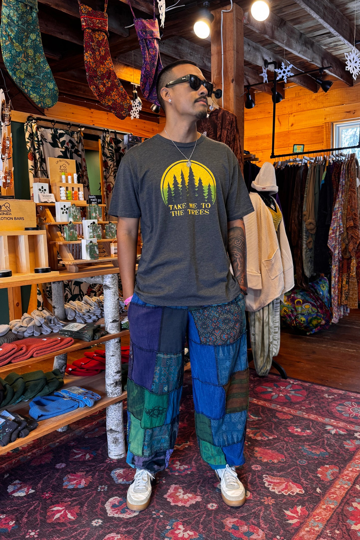 Recycled Patchwork Elastic Waist Joggers