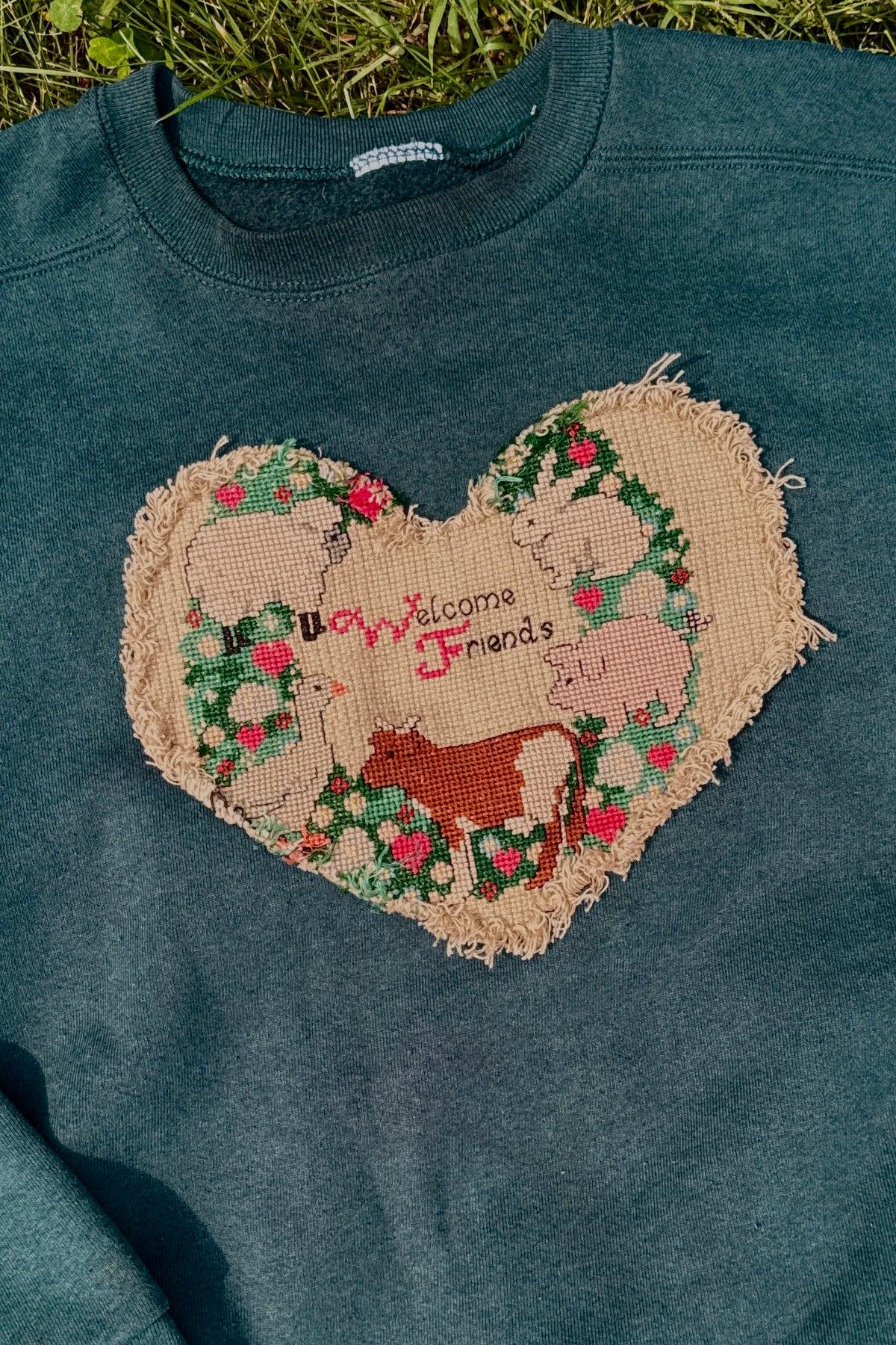 Upcycled Big Heart Crewneck