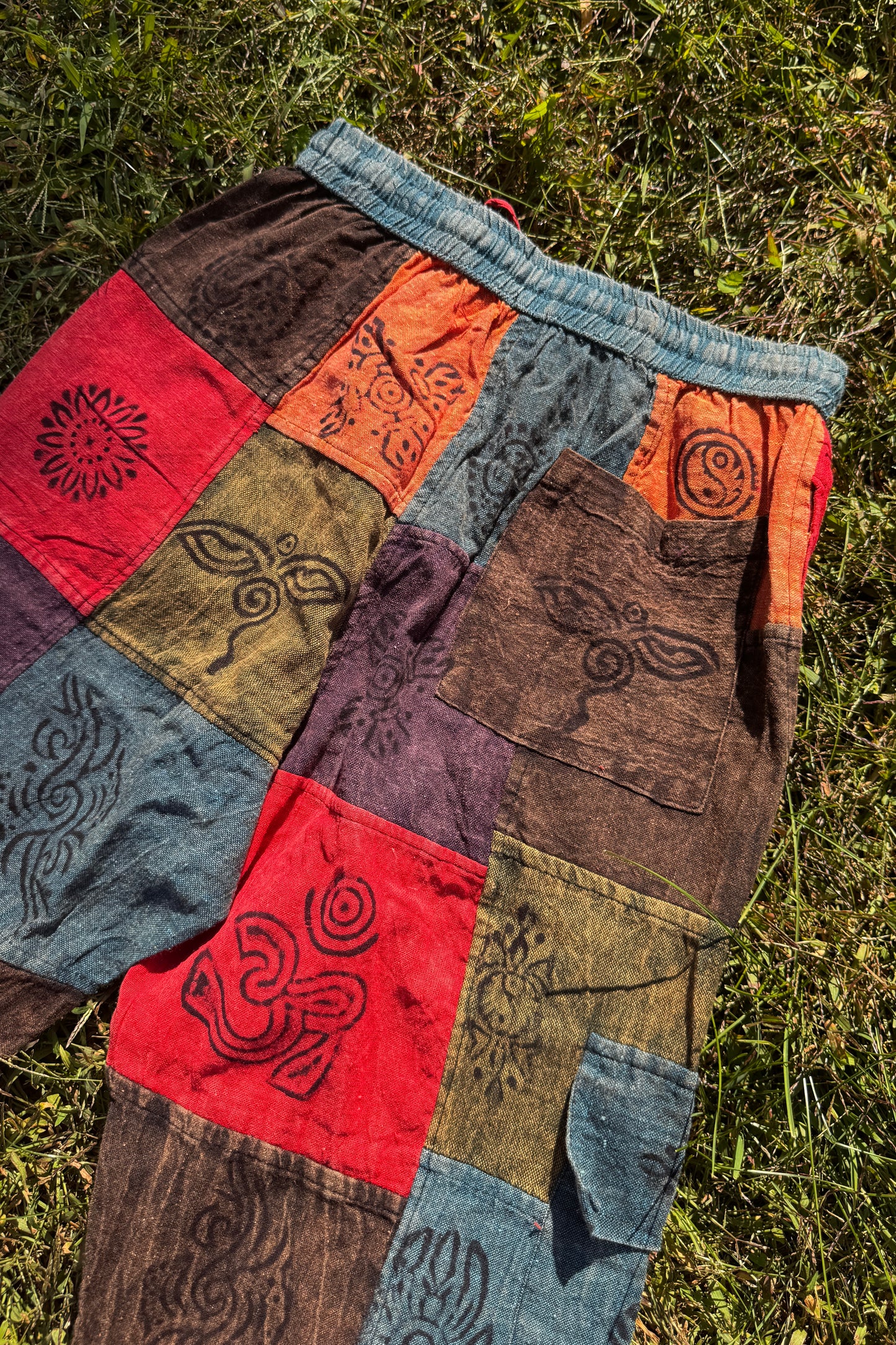 Orange Patchwork Cargo Pants