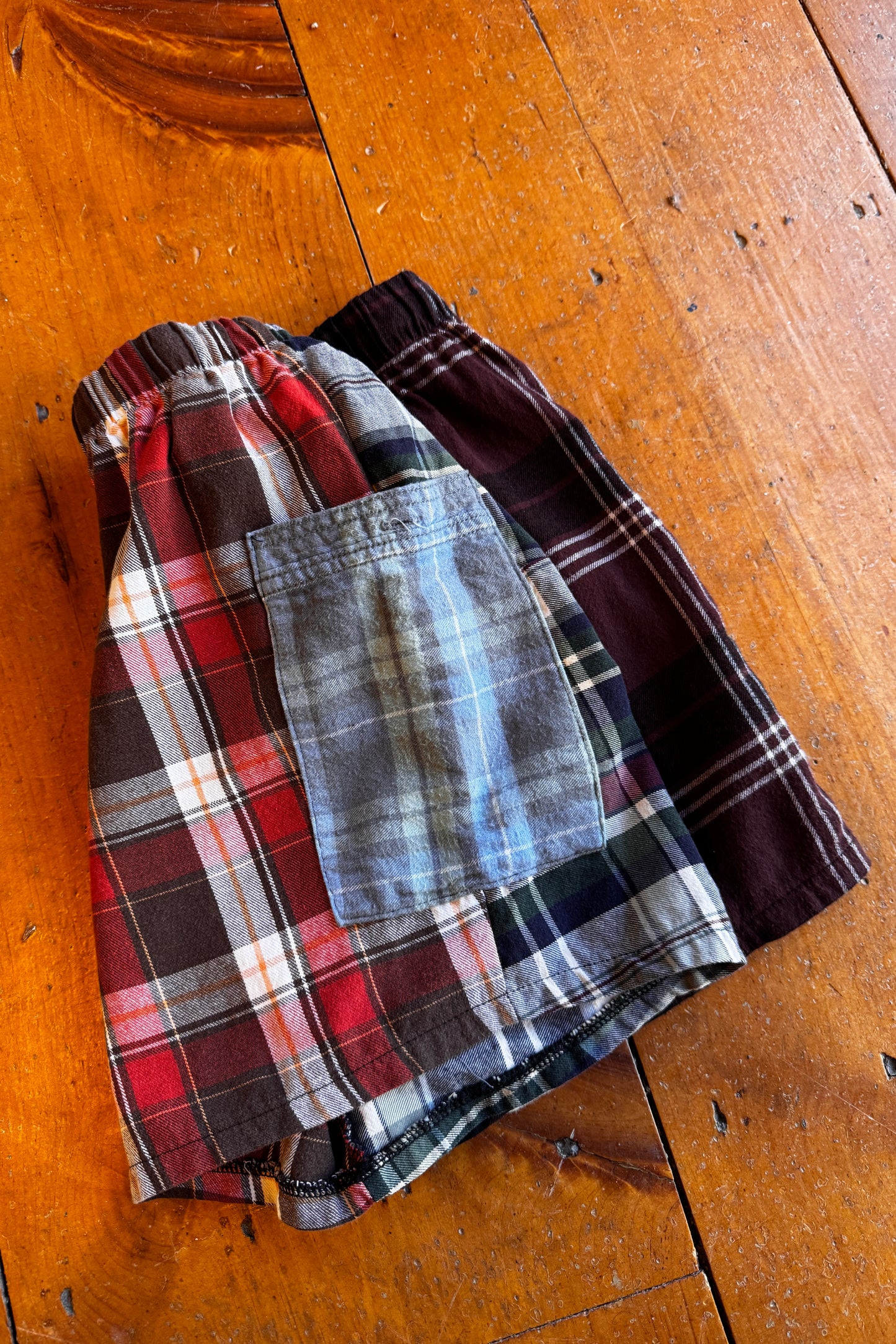 Upcycle Flannel Drawstring Shorts