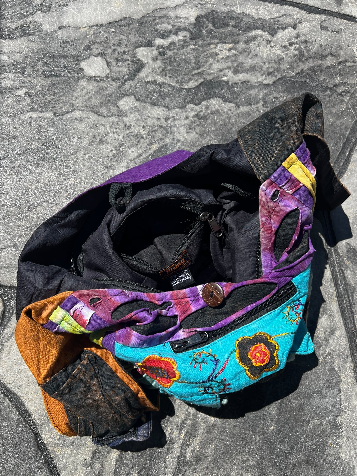 Crossbody Multi-Color Stitched Design Bag w/ Cell Pockets