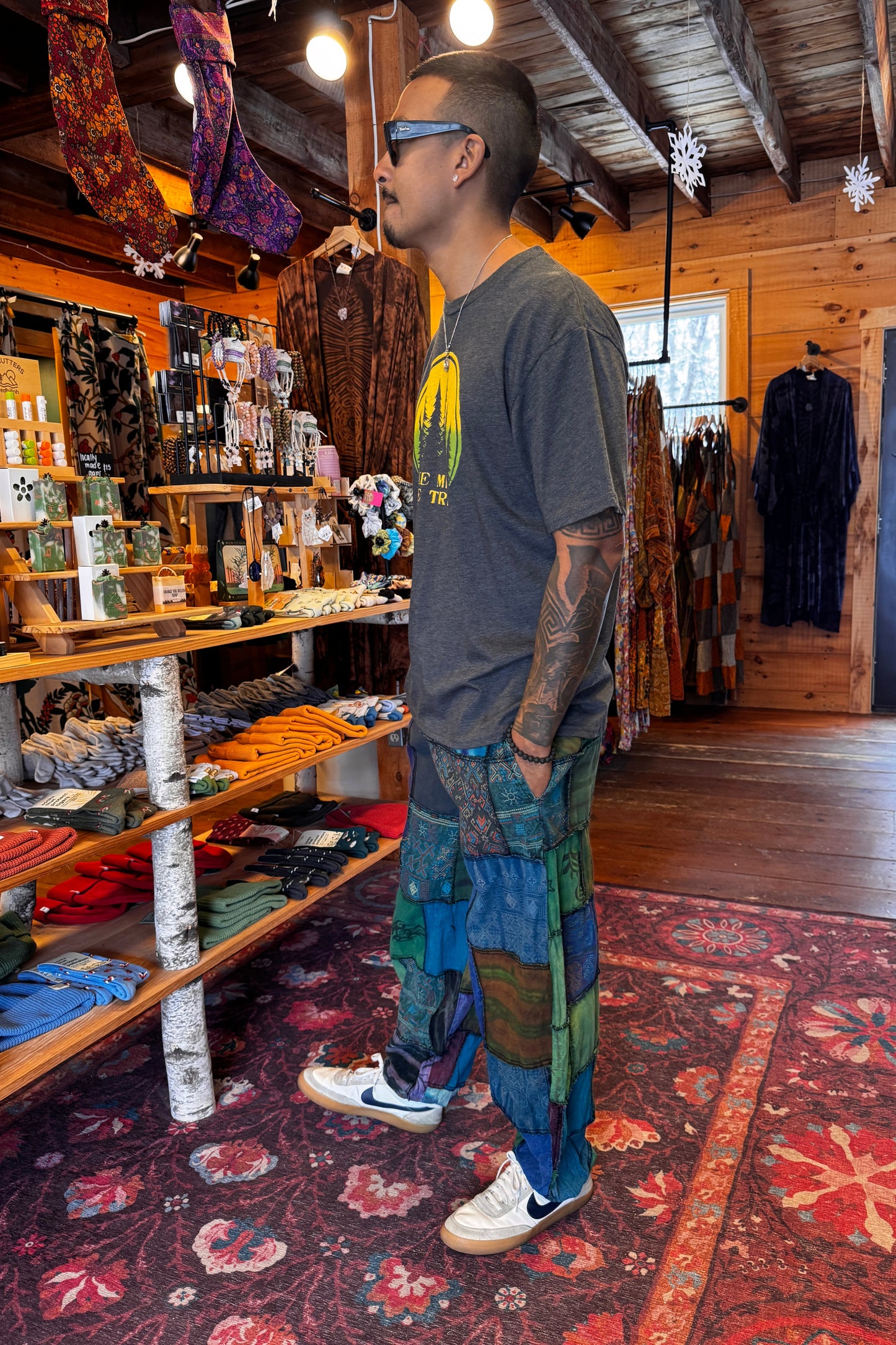 Recycled Patchwork Elastic Waist Joggers