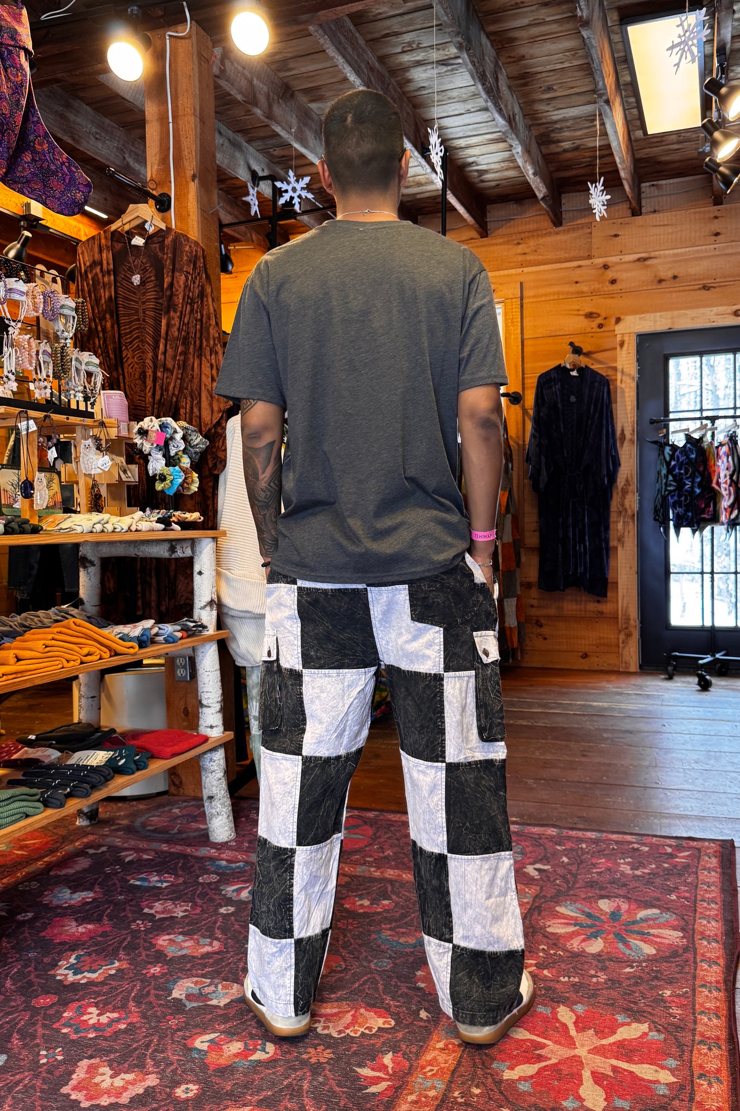 B + W Checkered Cargo Trousers