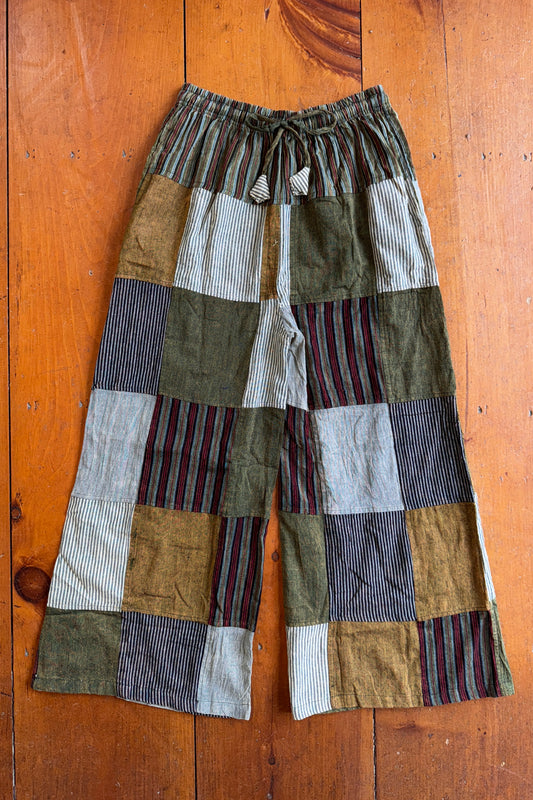 Palazzo Pant w/ Sage Green Patches