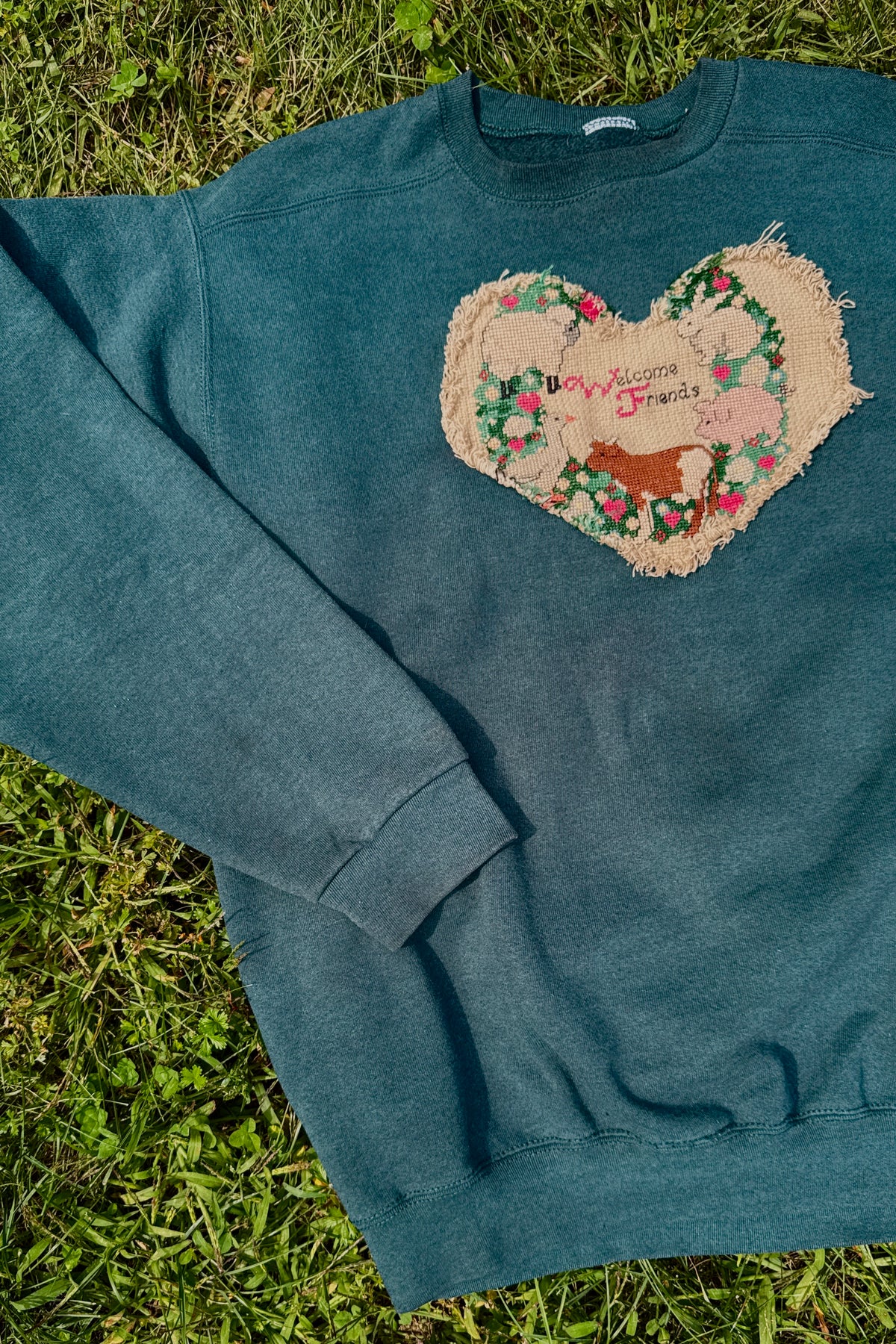 Upcycled Big Heart Crewneck