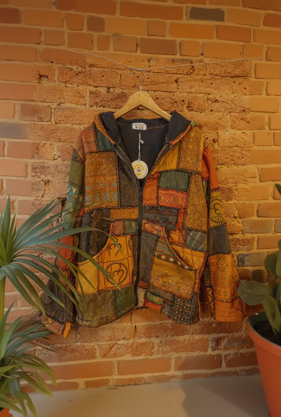Unisex Patchwork Fleece Lined Hooded Jacket