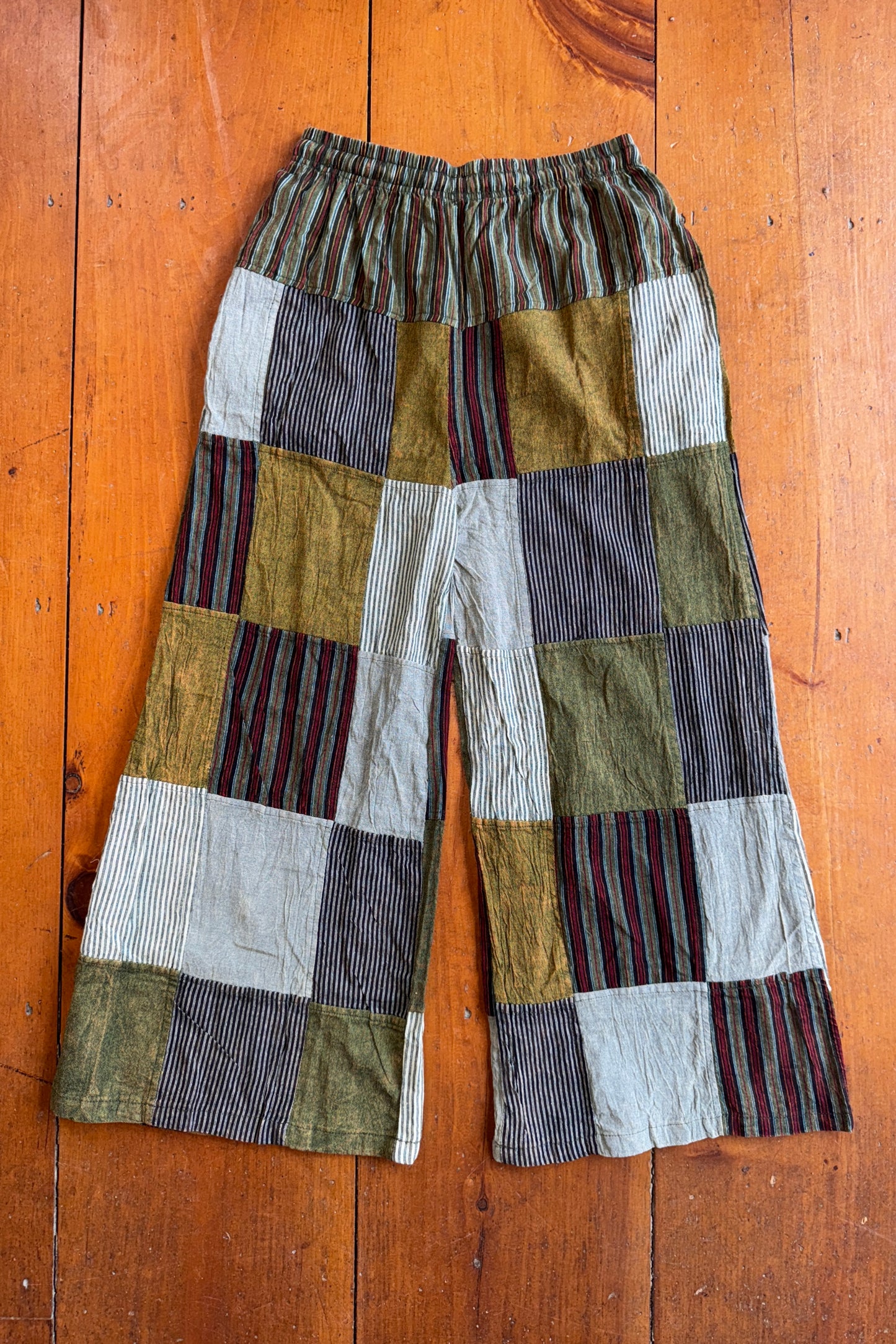 Palazzo Pant w/ Sage Green Patches